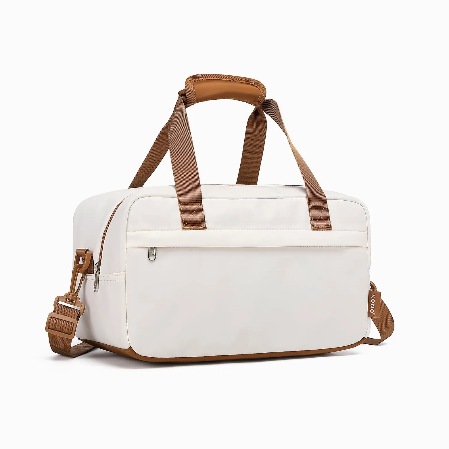 Kono Holdall Bagaż kabinowy, torba podręczna pod siedzenie, torba lotnicza z paskiem na ramię, Beżowy/brązowy, S(35x20x20cm)