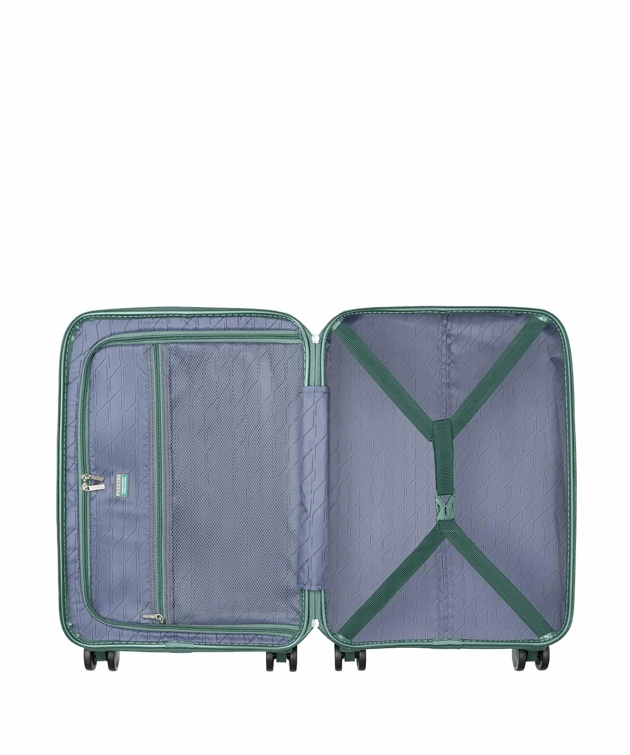 PUCCINI Walizka Kabinowa, Twarda, Zielona, Polipropylen, 36L, 4 Kółka Obrotowe 360°, 56x36x22 cm, 2.6 kg