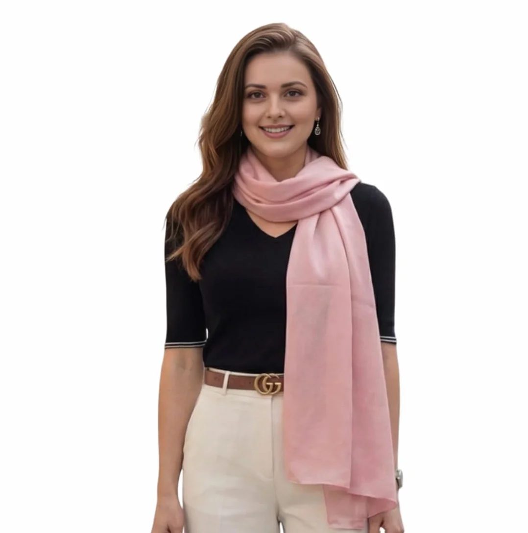 Damski szal jedwabny 100% jedwab, szal na szyję, szal jedwabny, 180x90cm, jednolita kolorystyka, na garnitur, formalne okazje, chusta, styl biznesowy, prezent dla niej, Rosa, 180x90