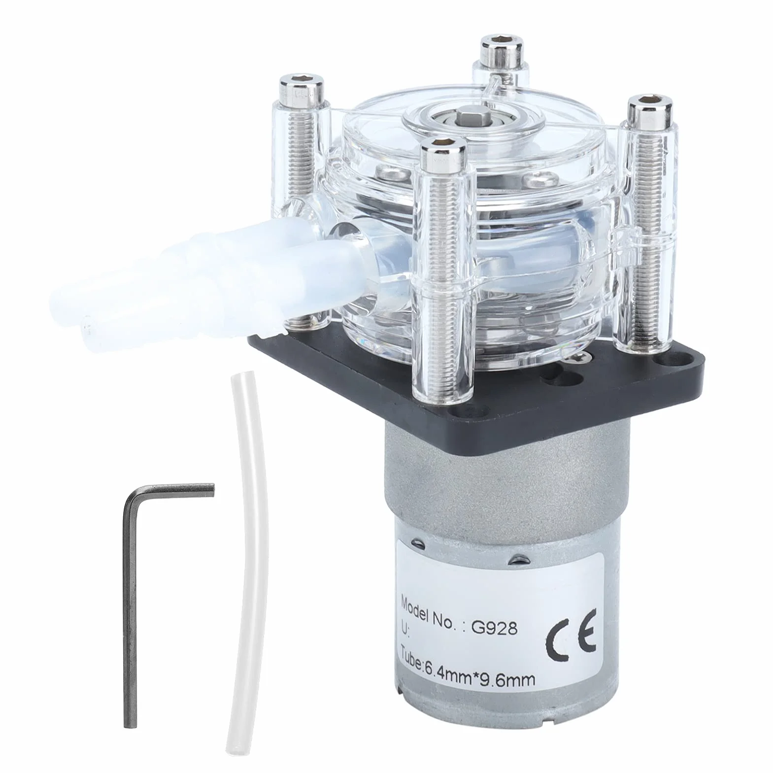 Pompa perystaltyczna, 12V/24V DC 500ml/min DIY Pompa dozująca ciecz, Mała perystaltyczna pompa cieczy z silnikiem z przekładnią szczotkową DC do laboratorium analitycznego(12V)