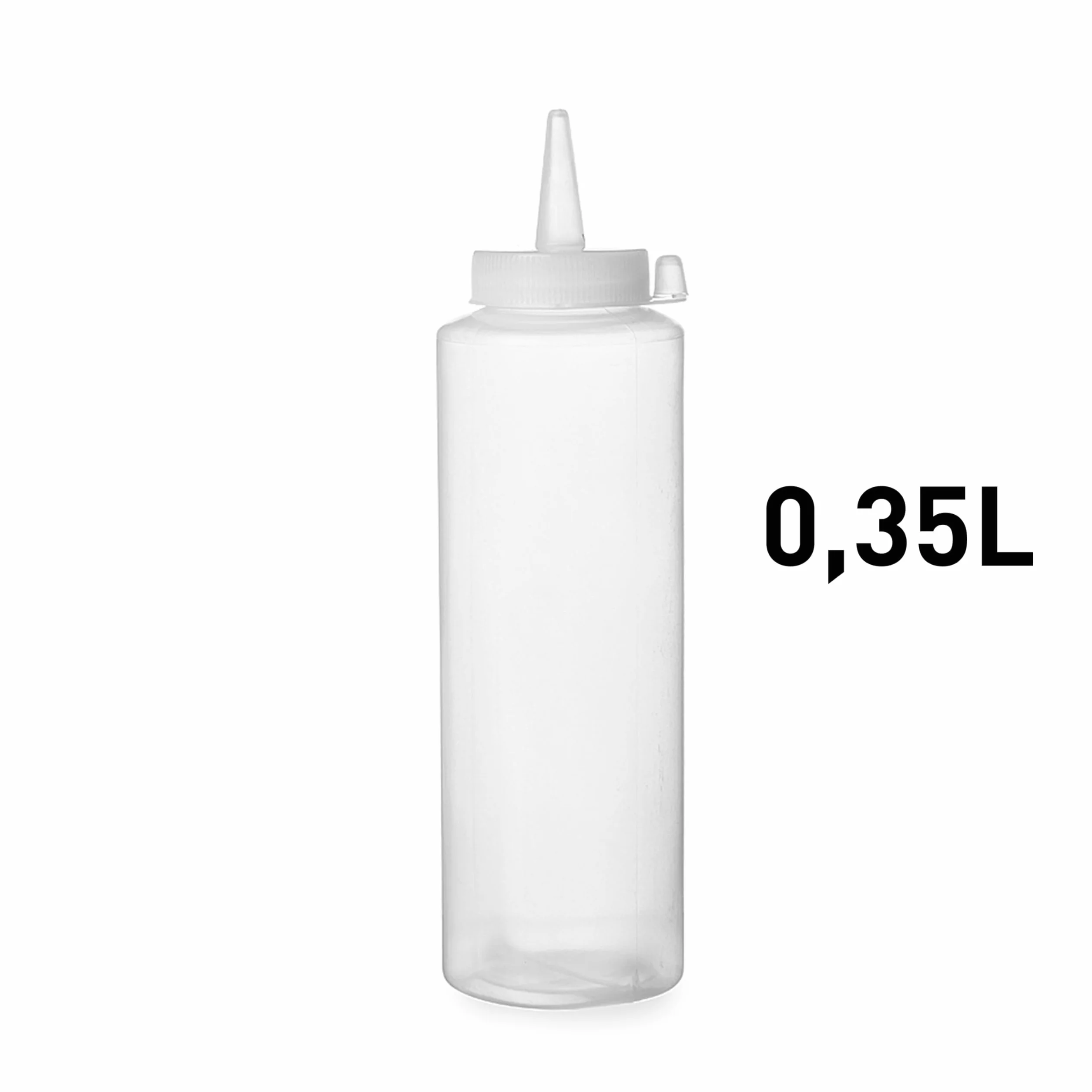 HENDI Dyspenser do sosów, 350 ml, szczelna, wielokrotnego użytku, do ketchupu, musztardy, oliwy z oliwek, butelka wyciskana, ø55x(H)205mm, polietylen, przezroczysta
