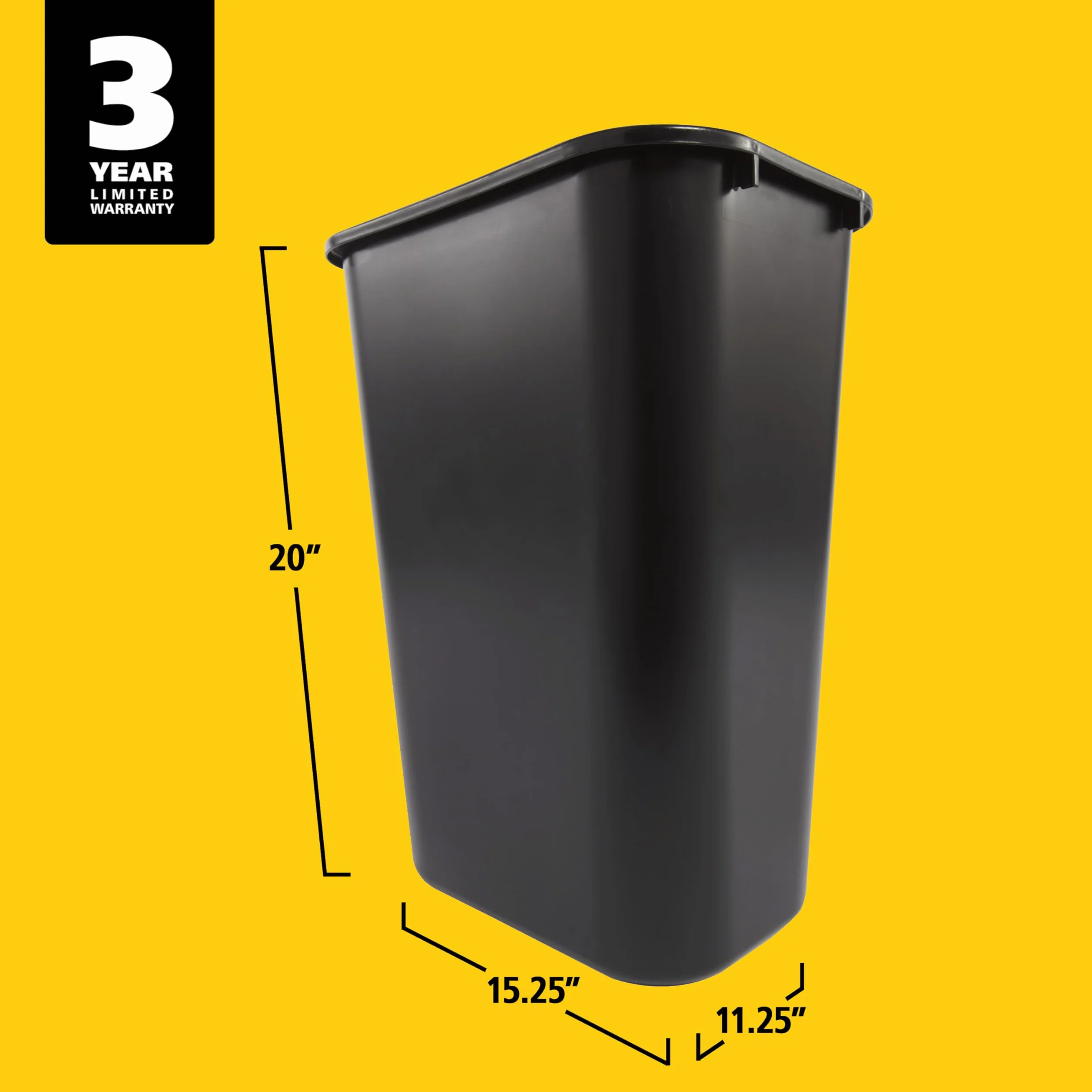 Rubbermaid Commercial Products FG295700BLA pojemnik na odpady z tworzywa sztucznego, o miękkim kształcie, prostokątny, 38,8 l, czarny