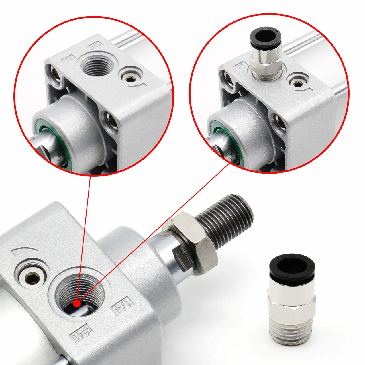 Heschen Cylinder standardowy pneumatyczny, SC 40-500, port PT1/4", otwór 40 mm, skok 500 mm, podwójne działanie