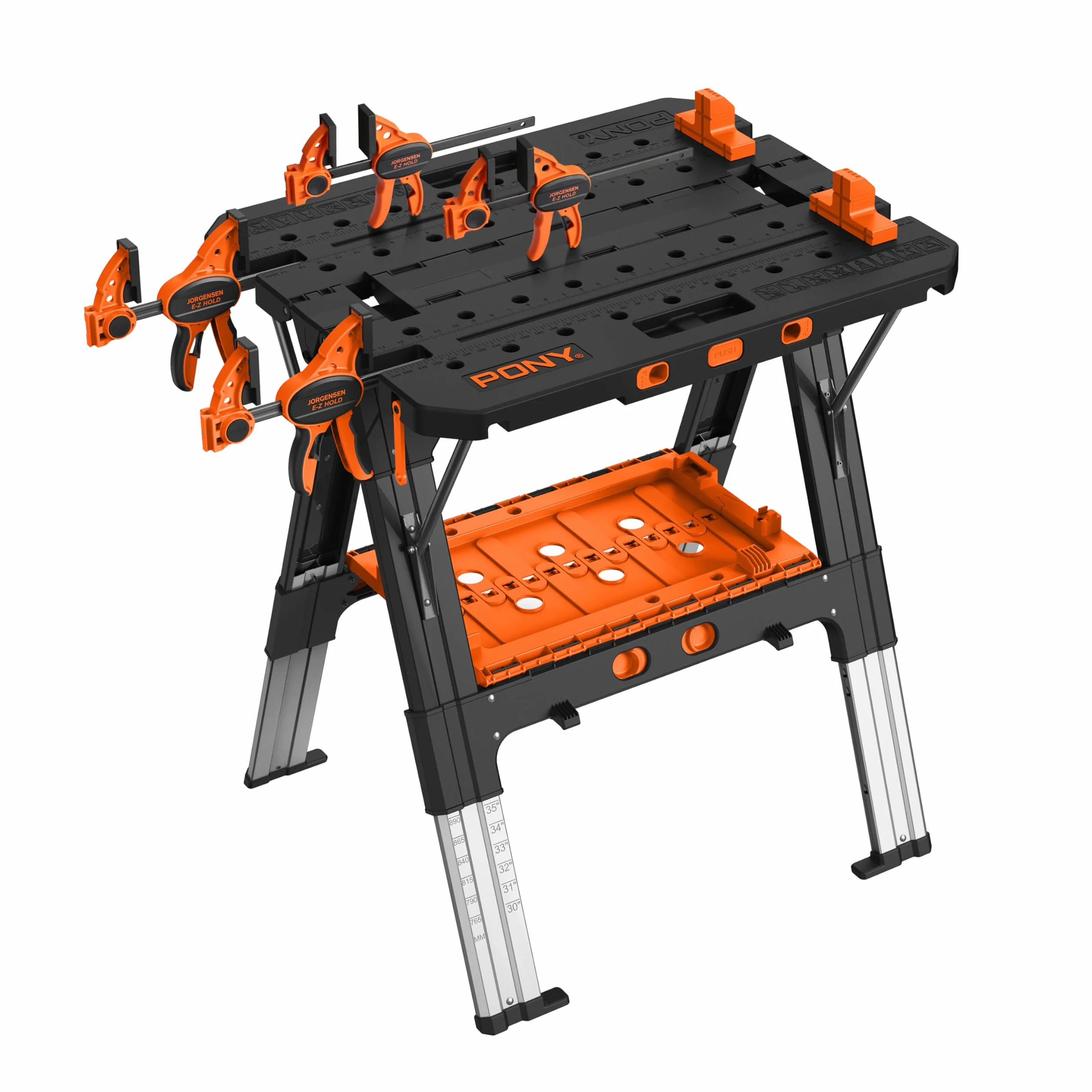 PONY Stół roboczy 2 w 1 z 2 zaciskami spustowymi