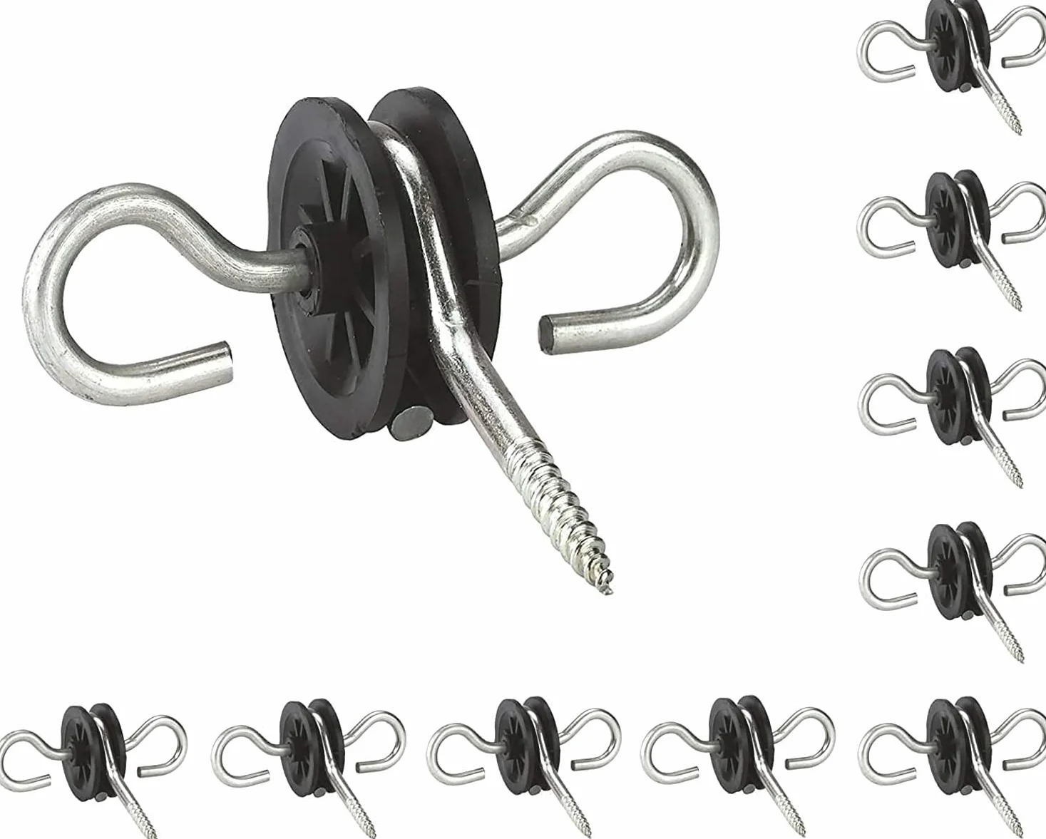 KATSU 10X izolator ogrodzeniowy elektryczny, wytrzymały, ocynkowany, podwójny hak, izolatory, uchwyt do drzwi elektrycznych, do bramek wypasowych, pola strażnika 667102