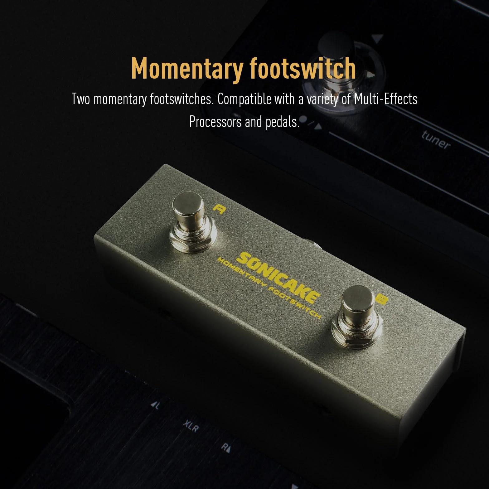 SONICAKE Podwójny przełącznik nożny do gitary 6,35 mm chwilowy mini przełącznik nożny gitarowy z kablem TRS