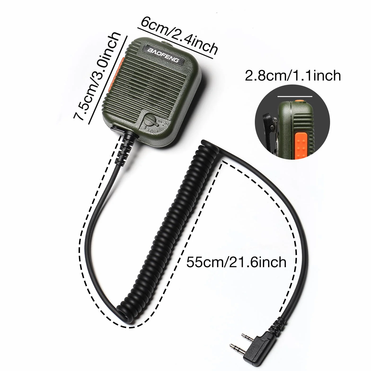 BAOFENG Taktyczny głośnik mikrofon mikrofonowy do ręcznego radia szynkowego dwukierunkowego UV-25 UV-5R 5RM BF-F8HP
