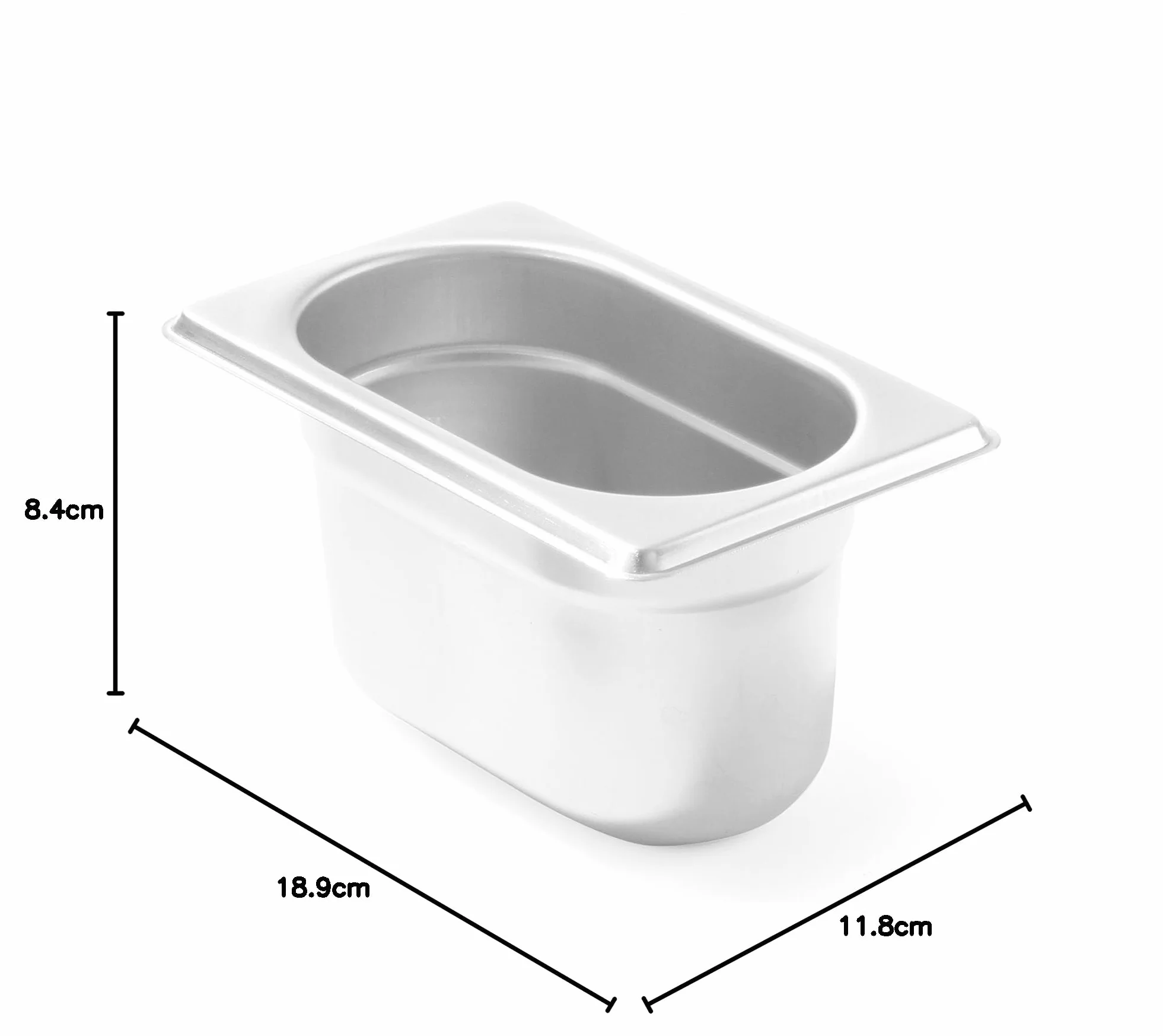 HENDI Pojemnik GN1/9, odpowiedni do piecach konwekcyjnych, lodówkach, bemarach i podgrzewaczach, odporny na temperaturę od -40° do 250°C, 0,6L, 176x108x(H)65mm, stal nierdzewna