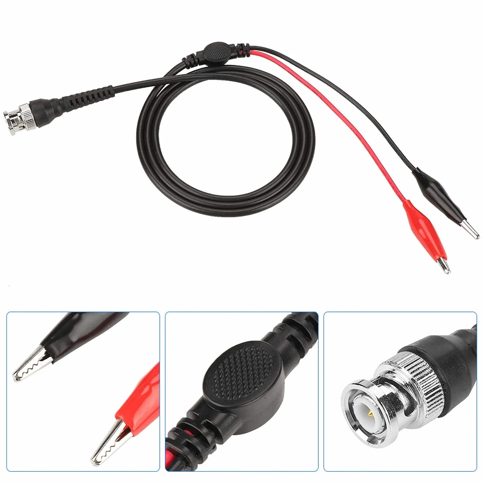 Akozon 2 sztuk zacisk krokodylkowy BNC kable testowe P1011 BNC Q9 podwójny zacisk krokodylkowy oscyloskop przewód ołowiowy sonda testowa