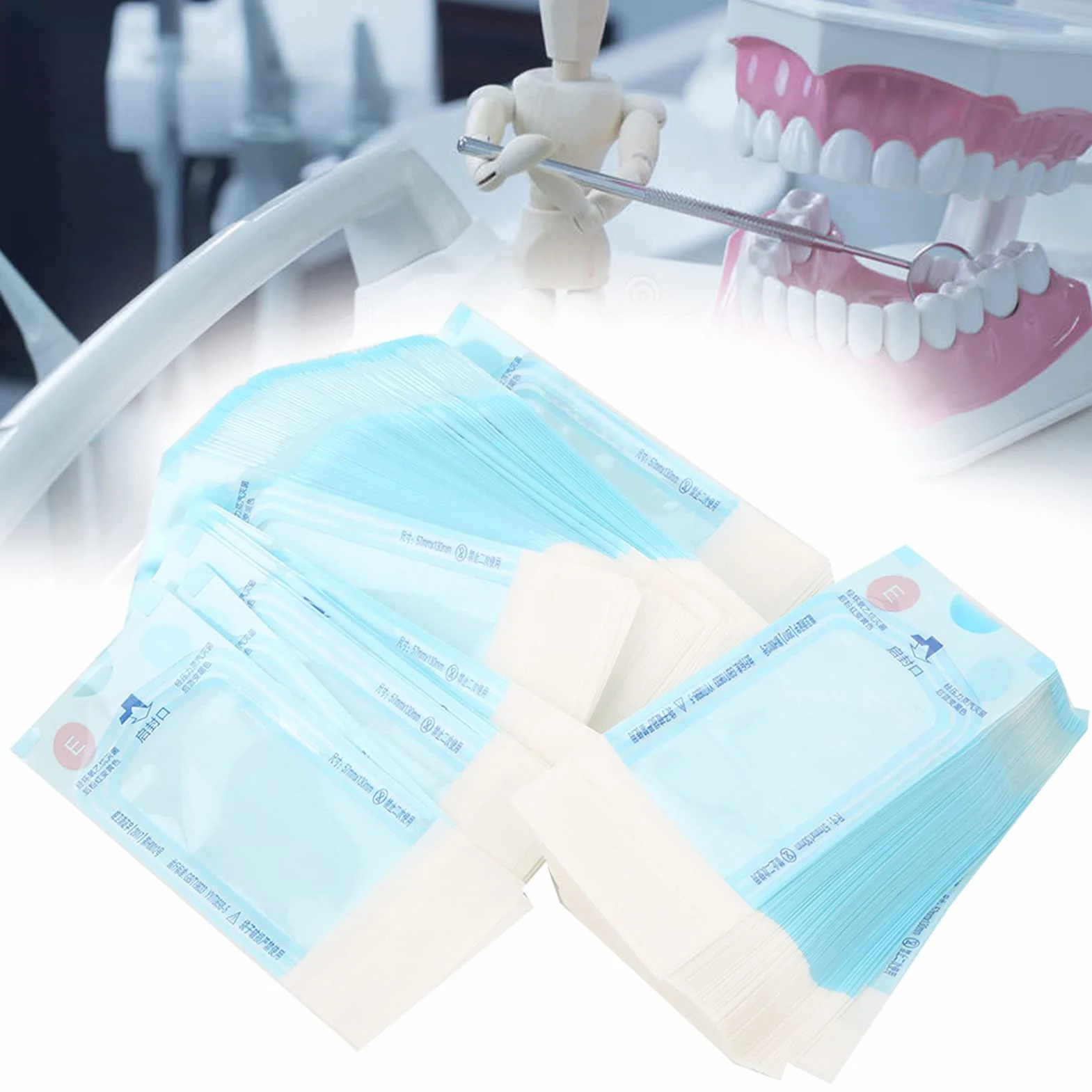 200 sztuk samouszczelniających worków do sterylizacji, jednorazowe worki do sterylizacji dentystycznej, na narzędzia dentystyczne, opakowania kosmetyczne, szpitale, 57 x 130 mm