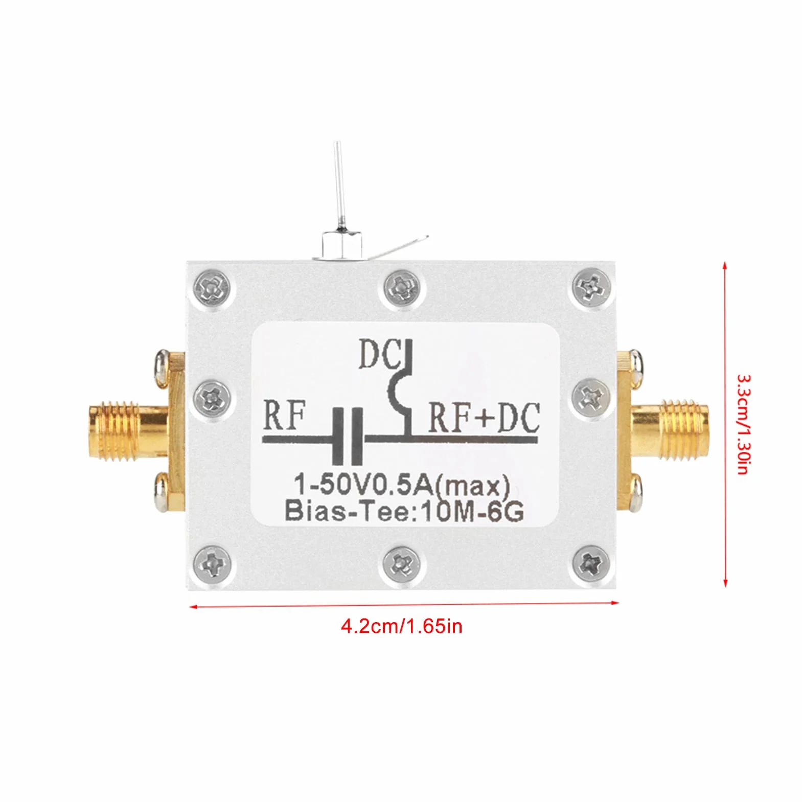Bias Tee 10MHz-6GHz Szerokopasmowa częstotliwość Radiowa Mikrofalowa Koncentryczna Polaryzacja 1 szt. 10MHz-6GHz
