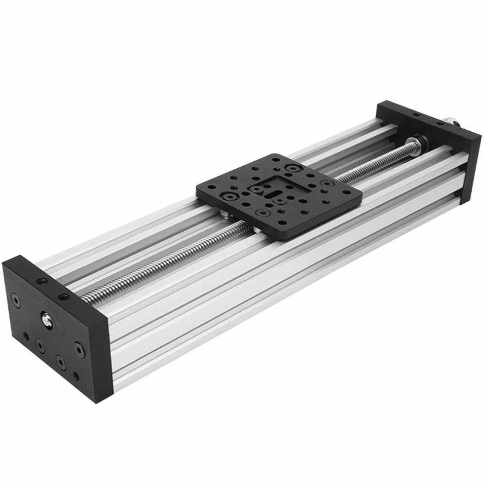 Liniowy stół przesuwny, długość przesuwu 250-500 mm Ślimakowy stół przesuwny Napęd stolika do grawerek w drukarkach 3D itp. Zautomatyzowane linie produkcyjne (250 mm srebrne)