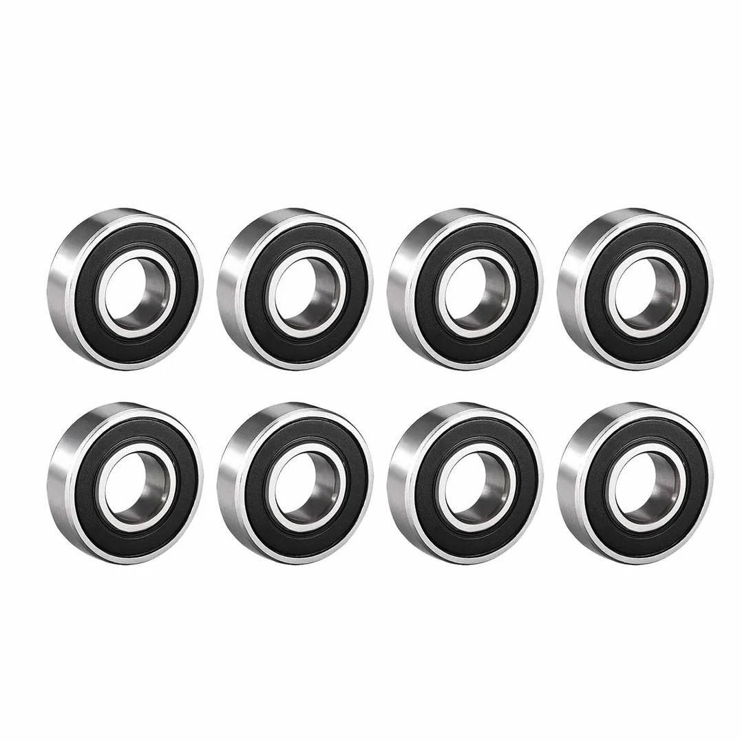 sourcing map 8 szt. łożysko kulkowe zwykłe 6001RS podwójnie zabezpieczone 12 mm x 28 mm x 8 mm stal węglowa DE
