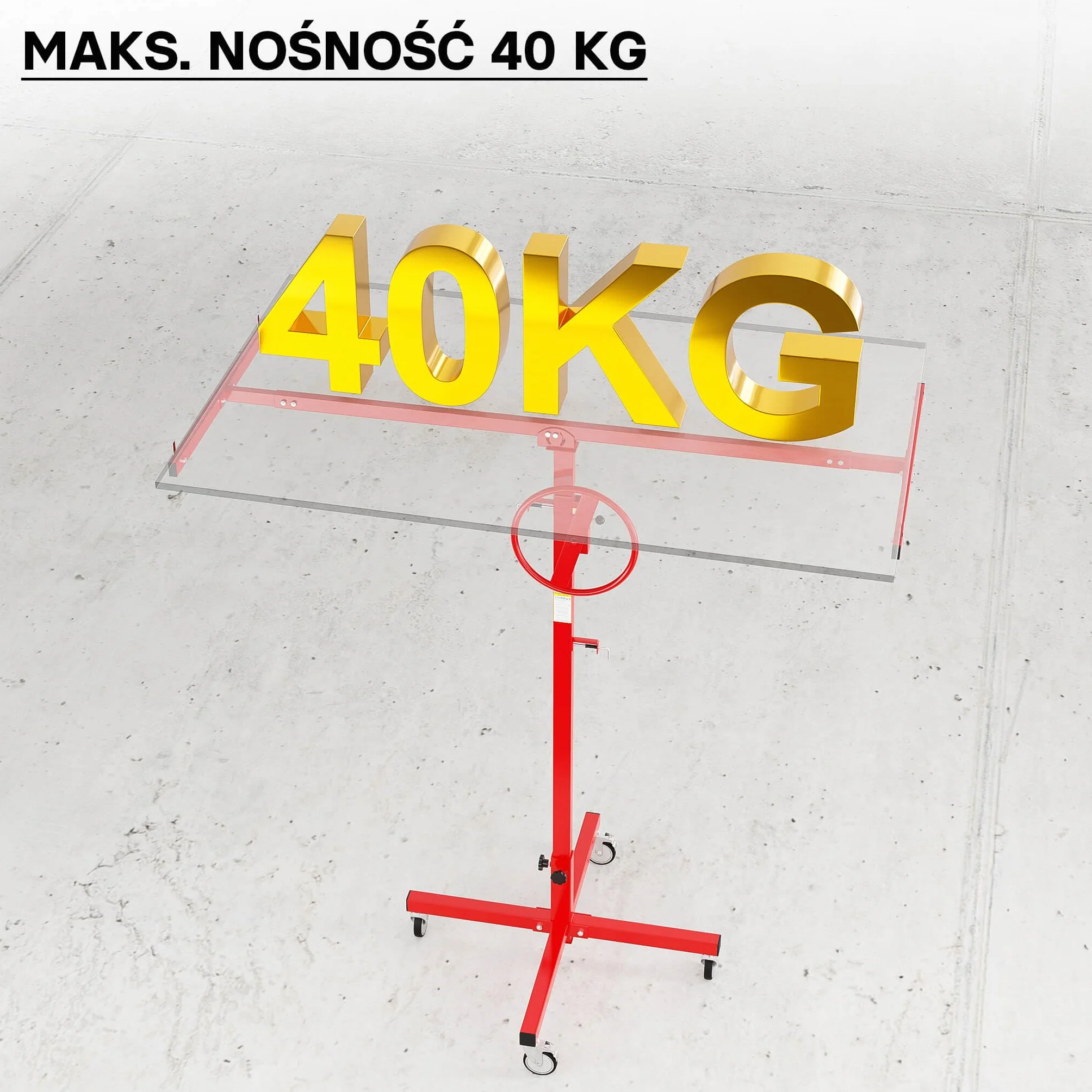 XPOtool Podnośnik panelowy do maks. 40 kg, wysokość 170-290 cm, pomoc w montażu płyt kartonowo-gipsowych, podnośnik panelowy z 4 kółkami z hamulcem postojowym