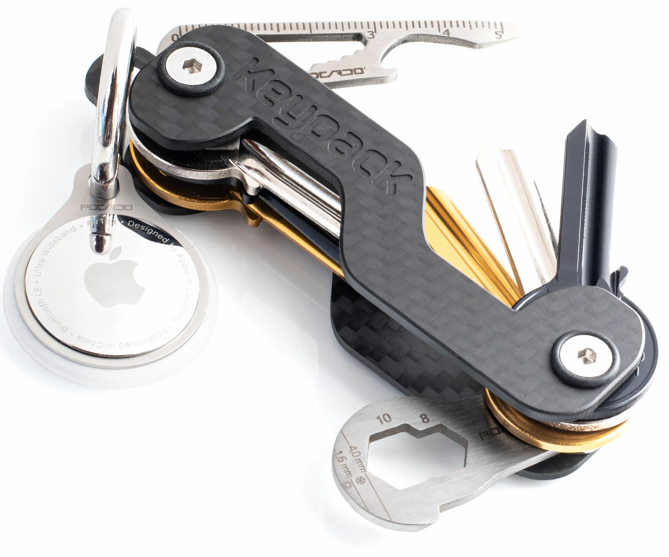 Zestaw upominkowy 4 w 1: organizer na klucze + narzędzie wielofunkcyjne + uchwyt AirTag + Slim Wallet