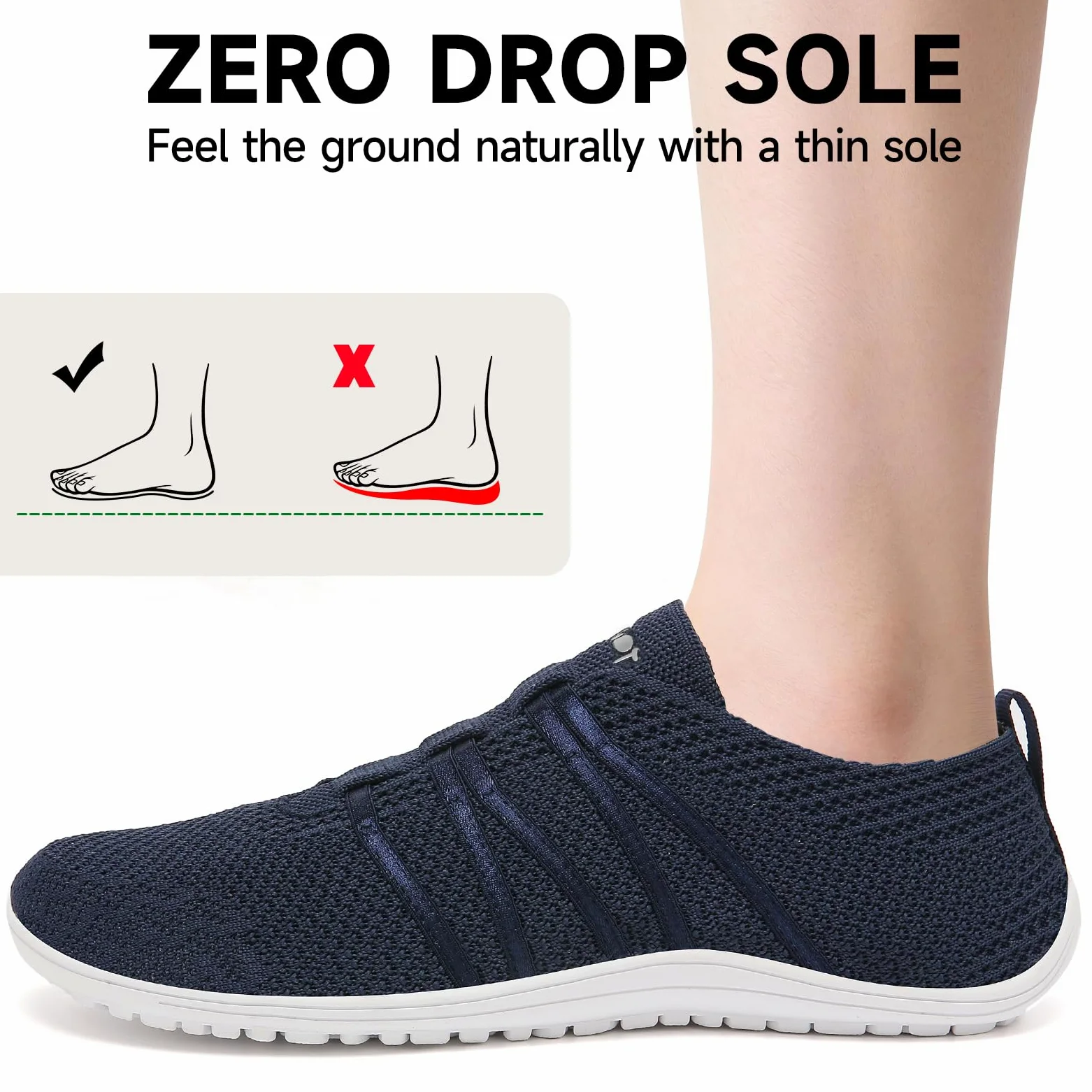 Wizshoe Buty Boso Damskie i Męskie, Wygodne Slip-On Sneakers, Oddychające Buty Fitness z Podeszwą Zero-Drop