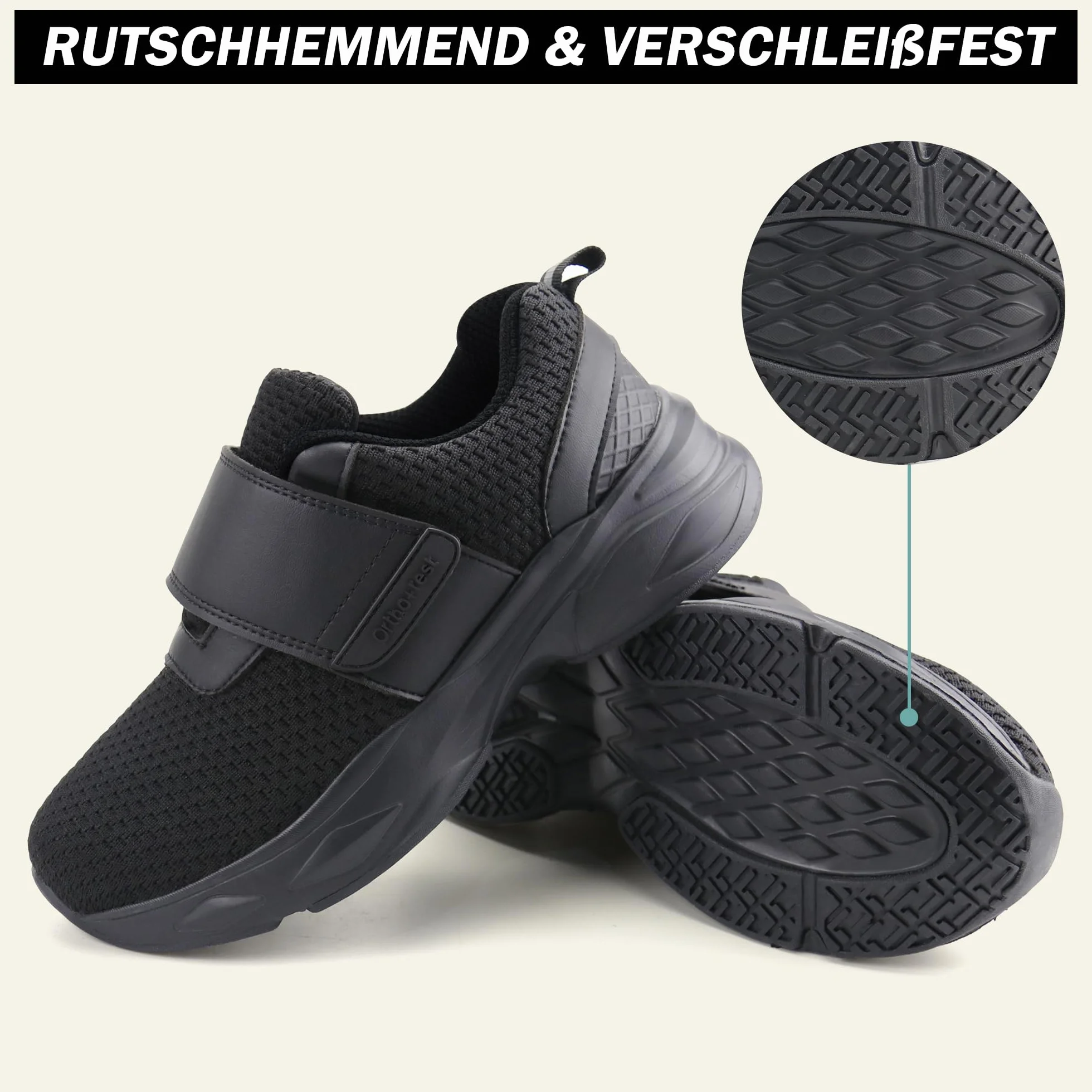 Ortho+Rest damskie buty dla cukrzyków z regulowanym zapięciem, ortopedyczne buty do chodzenia, obrzęki, buty na opuchnięte stopy