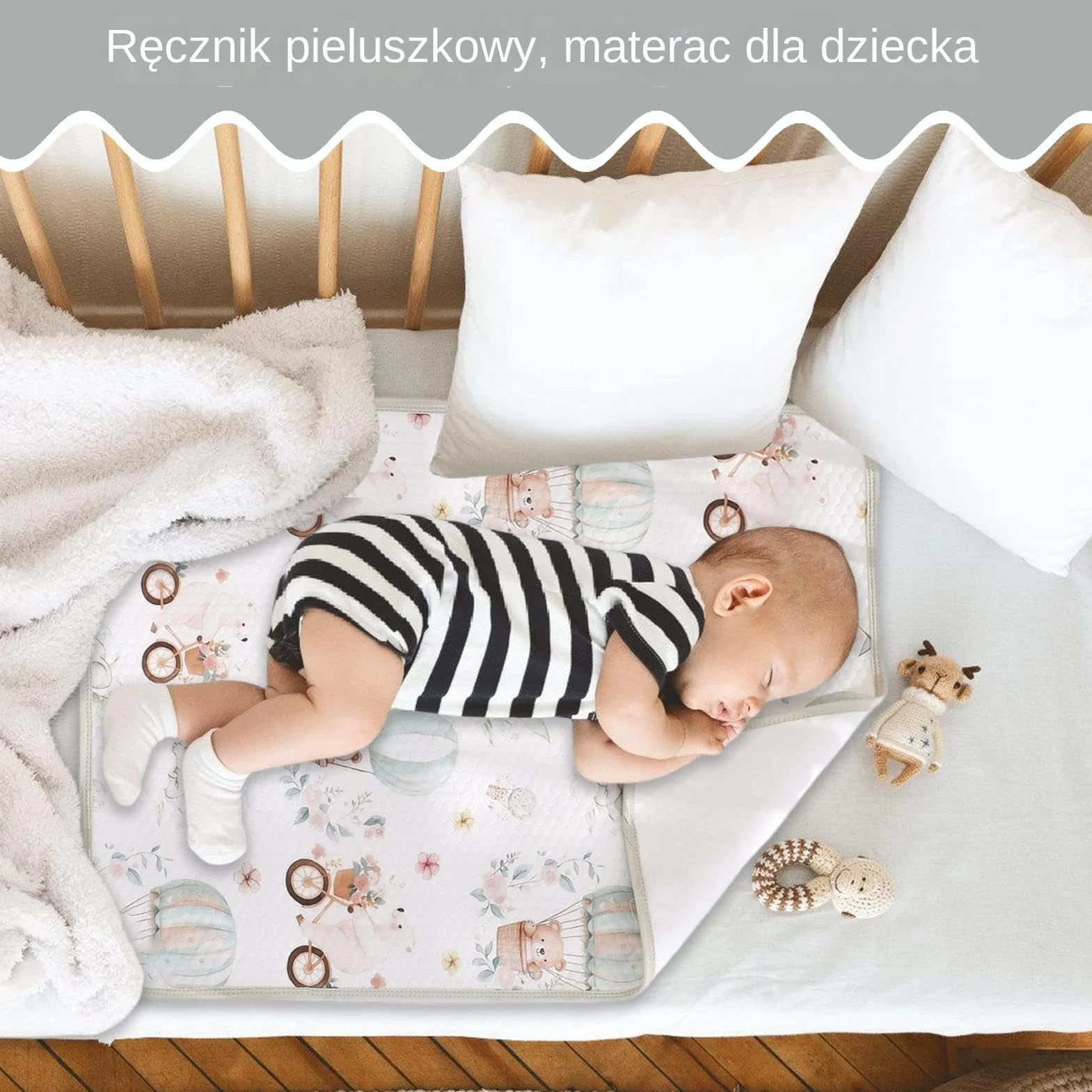 Waterproof Crib Mattress Protector, Absorbent Bassinet Liner Sheet 70x50cm, Potty Training, Nursery Setup, Overnight Protection for Travel and Home, Enduring and Washable