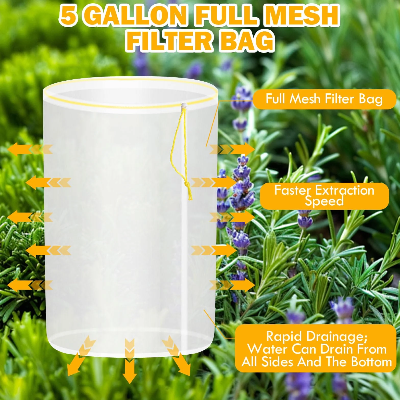 All Mesh Bubble Bag, 4 worki, 20 l, 5 galonów, zestaw do ekstrakcji ziół, worek do ekstrakcji, worek bąbelkowy z sitkiem i torbą do przenoszenia, do ekstrakcji ziół i produkcji