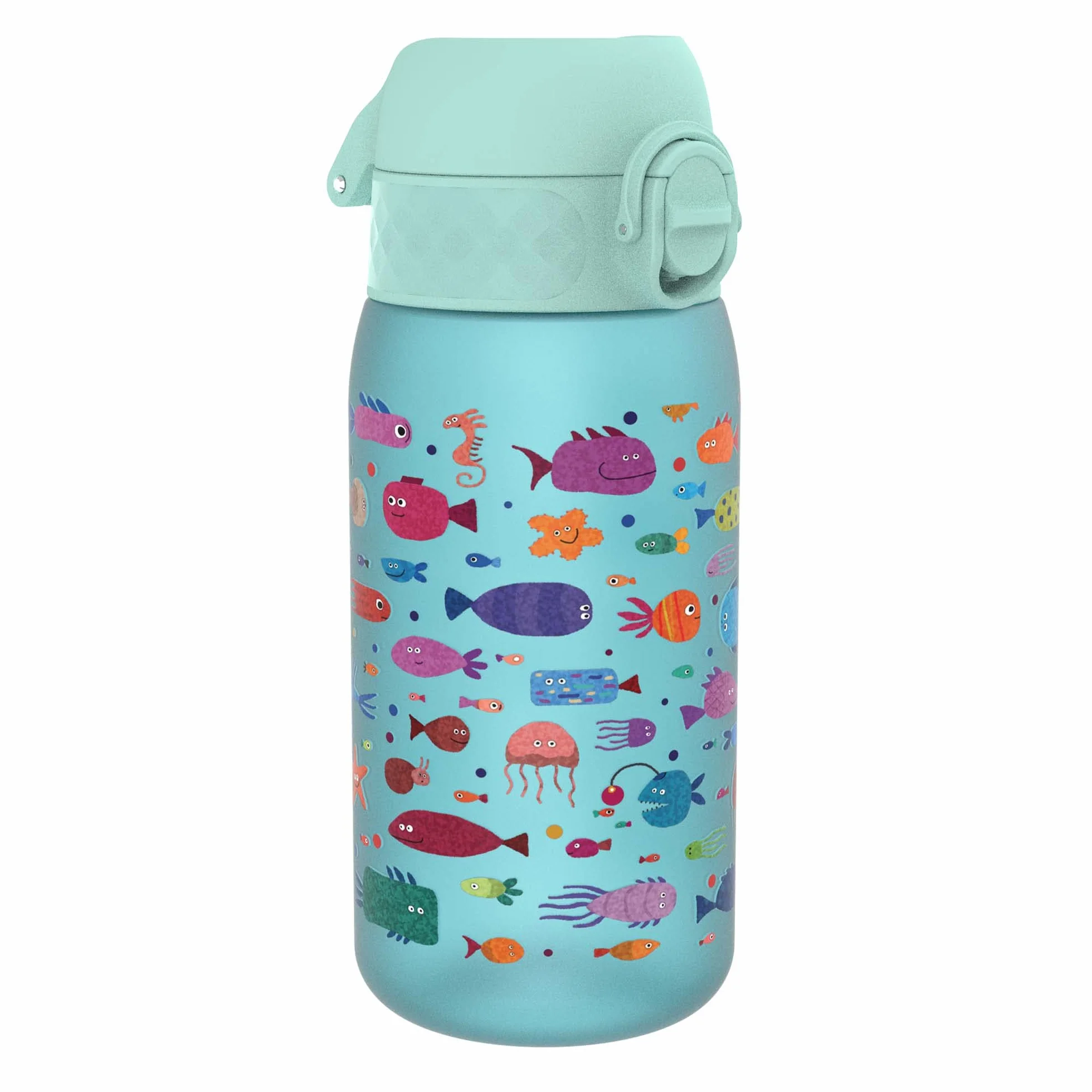 ION8 Butelka dla Dzieci, 350 ml/12 oz, Szczelna, Łatwa do Otwarcia, Bezpieczny Zamek, Można Myć w Zmywarce, Bez BPA, Uchwyt do Przenoszenia, Łatwa do Czyszczenia, Bezwonny, Wolna Ryba