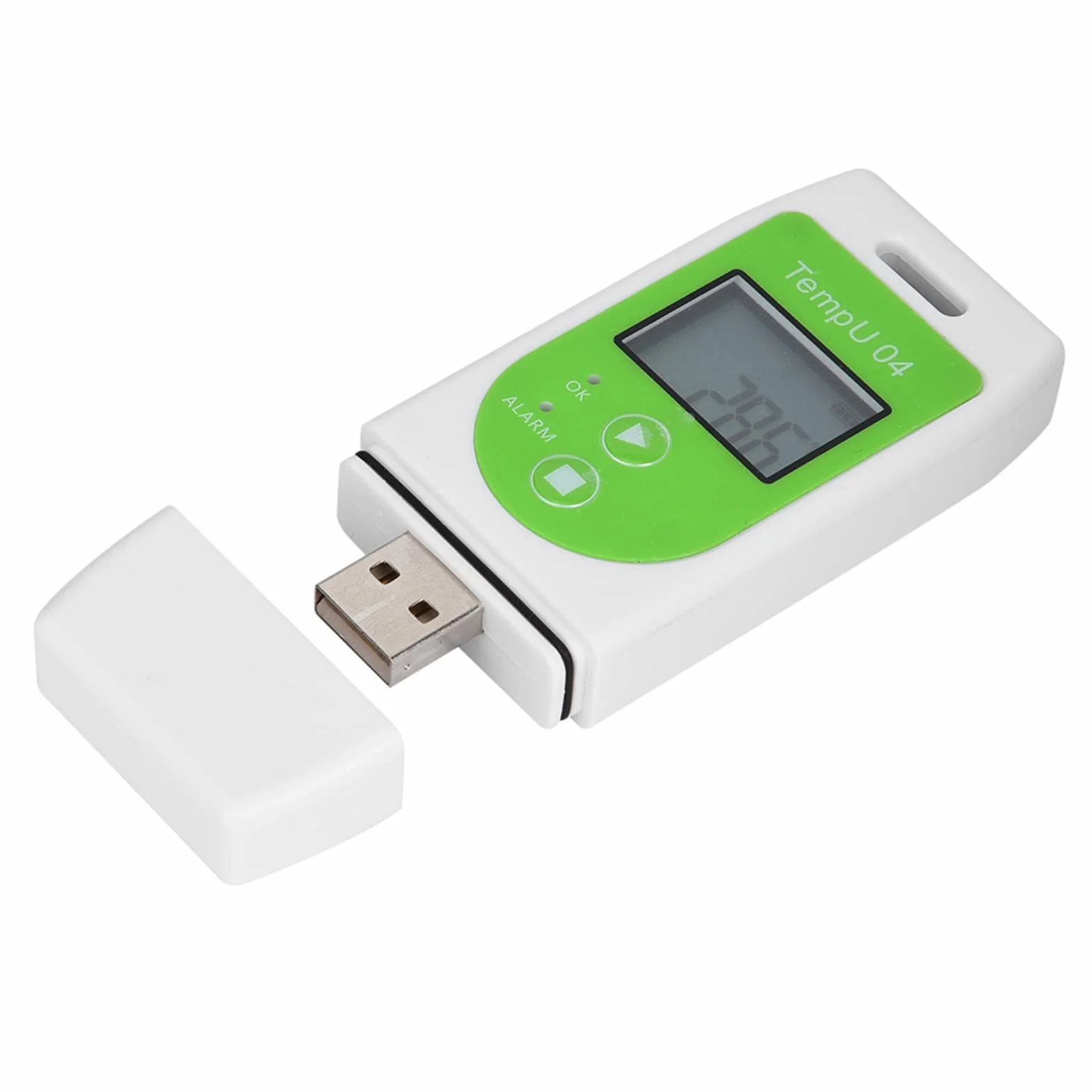Rejestrator Temperatury, Cyfrowy Rejestrator Danych Temperatury USB z Raportami PDF i CSV Wielokrotnego Użytku Rejestrator Temperatury 32000 Punktów, Wyświetlacz LCD o Wysokiej