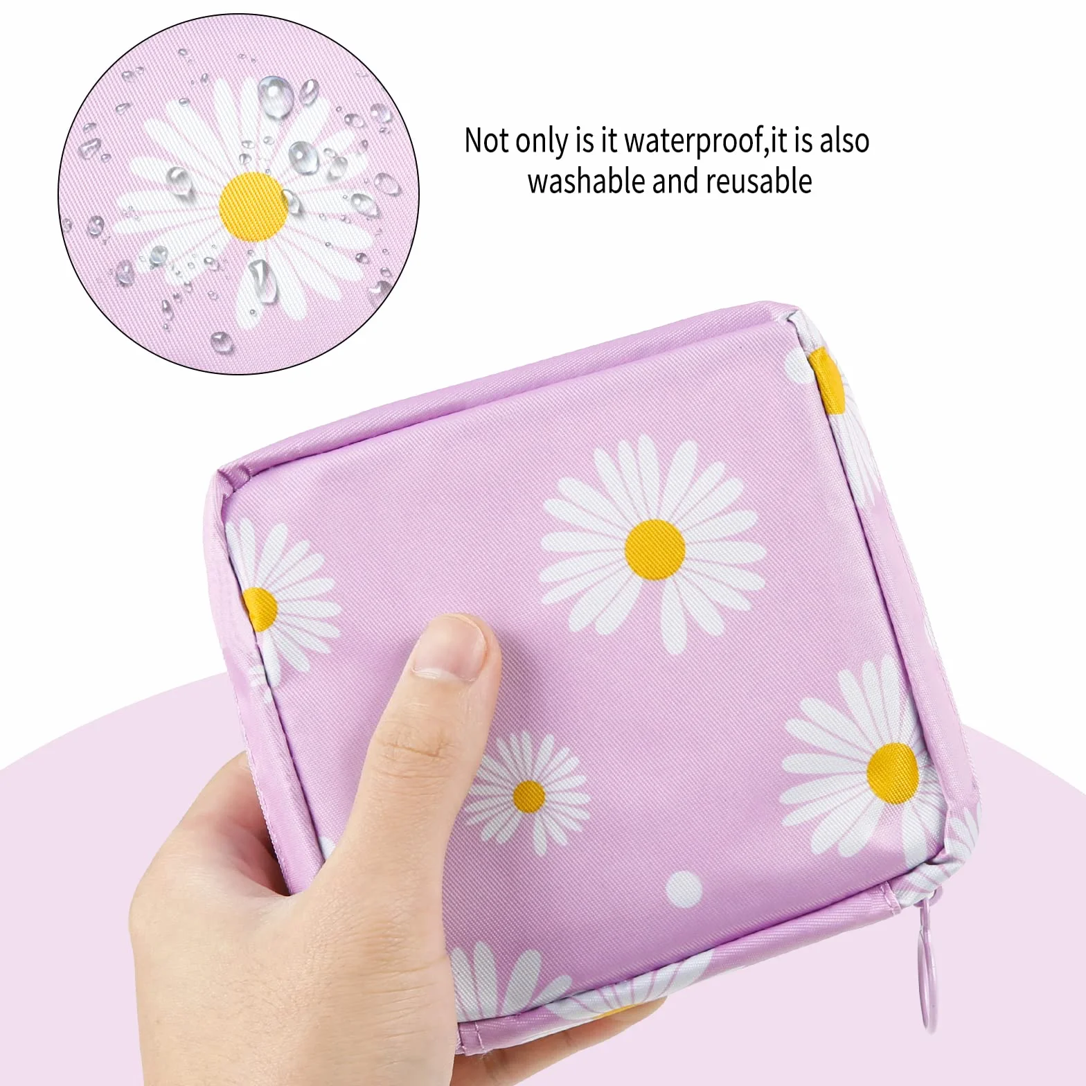 2-pak torby do przechowywania podpasek higienicznych Comius Sharp wodoodporny zapinany na zamek worek do przechowywania podpasek higienicznych 13x13cm torba na pierwszy okres dla dziewcząt/kobiet