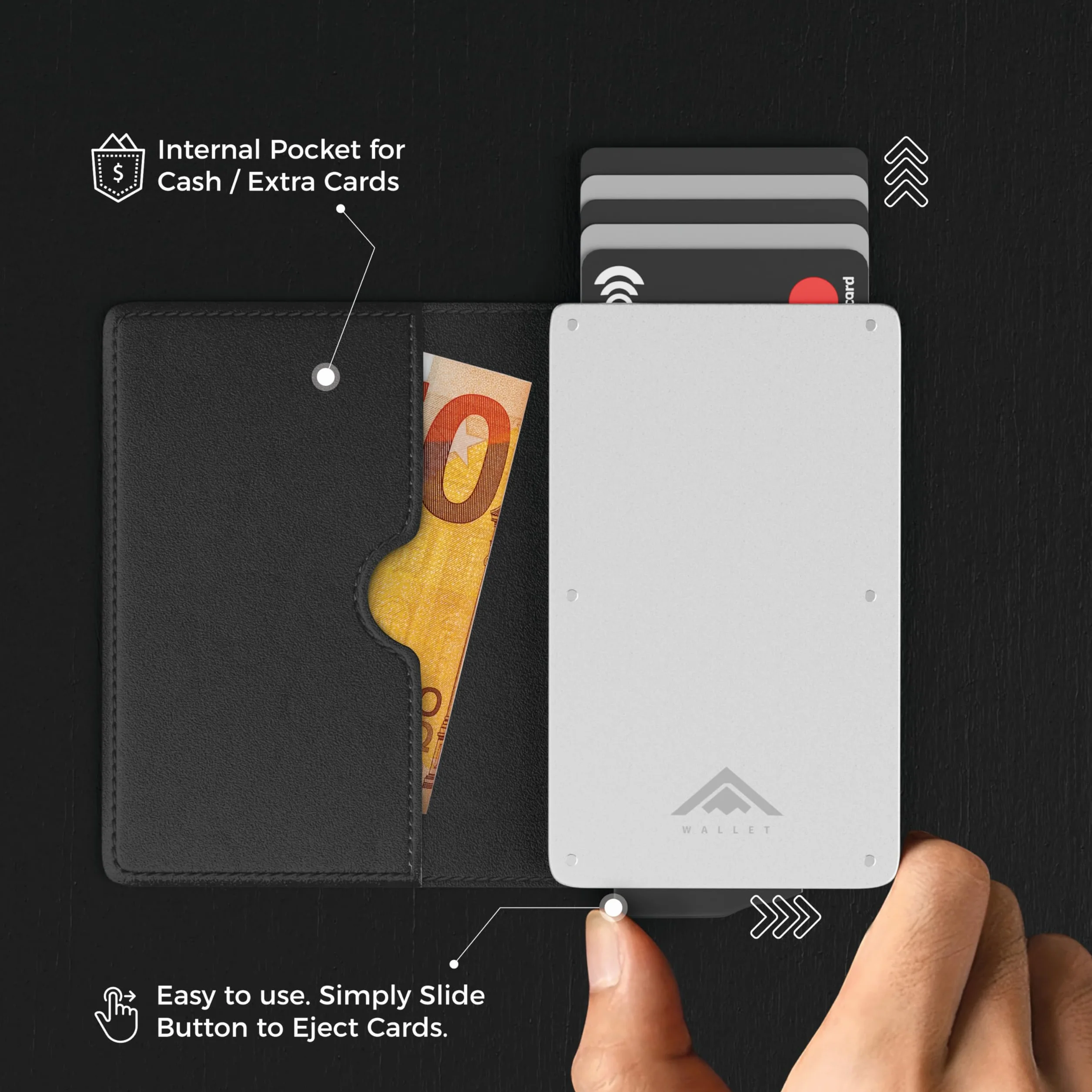 Stealth Wallet RFID Card Wallet Minimalist Pop Up Slim Metal Credit Card Holder Contactless Protection