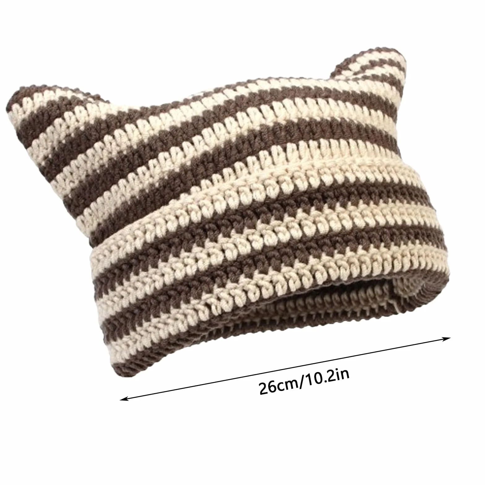 JAWAI Czapka z uszami kota Y2k Cat Beanie dzianina beżowy curry 56-58 cm