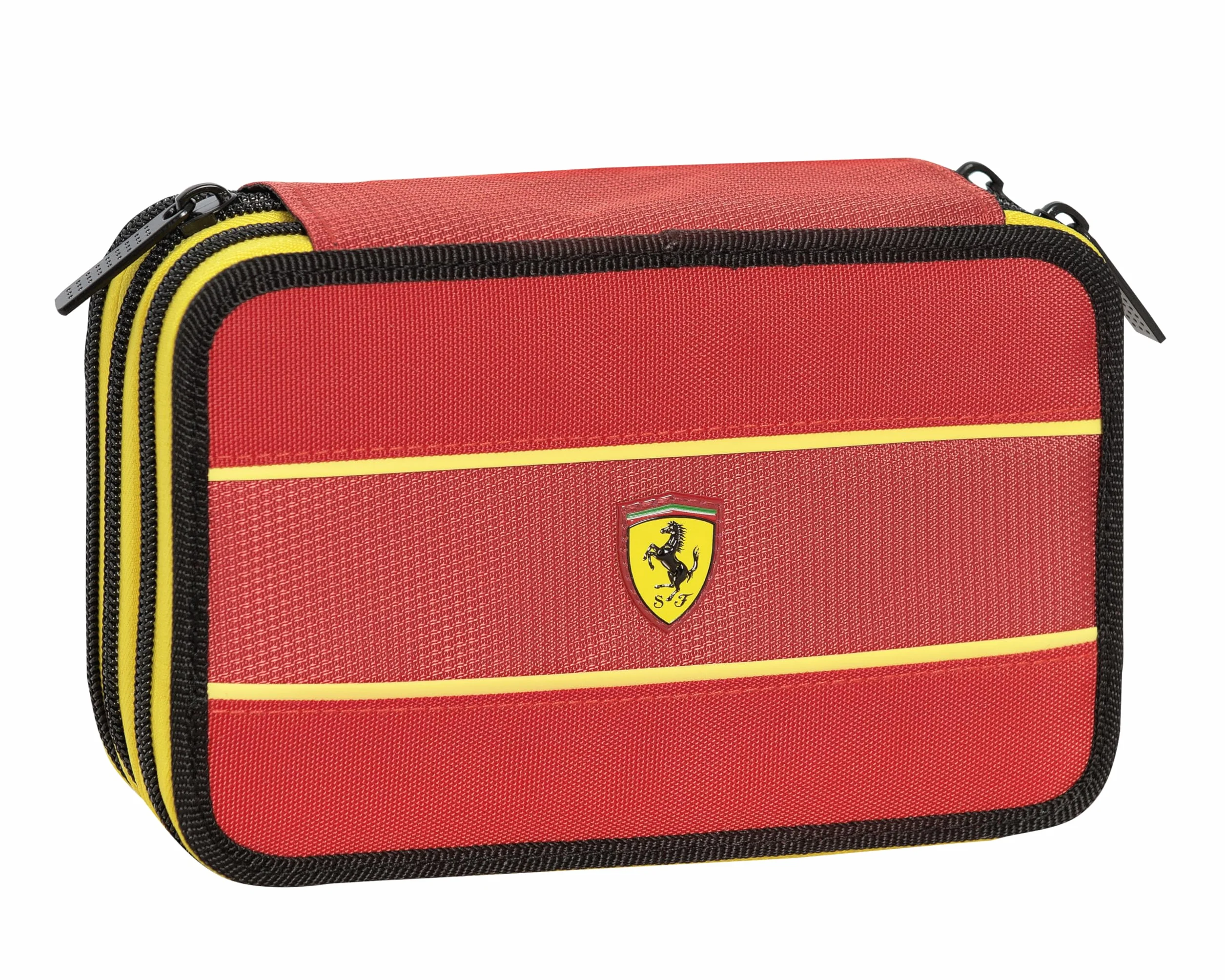 FERRARI KIDS - Piórnik szkolny z oficjalnym Ferrari, 3 przegródki dla dzieci z zestawem na artykuły pa, niebieski długopis Frixion i praktycznym zamkiem błyskawicznym, 20 x 13 x 7 cm,