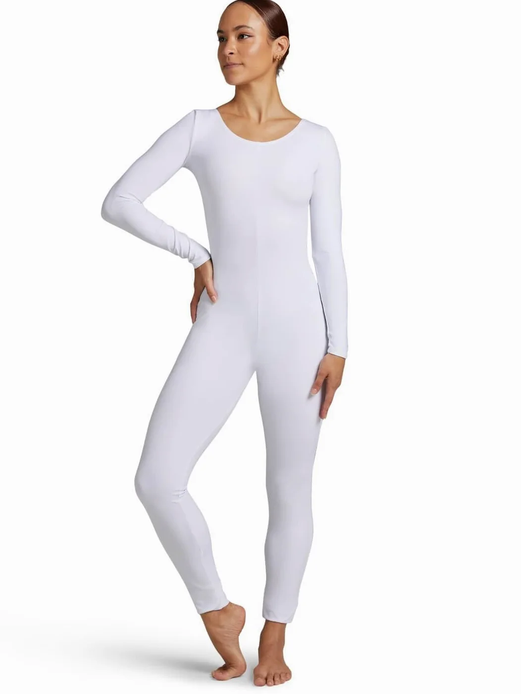 Capezio Unitard damski z długim rękawem, biały, S