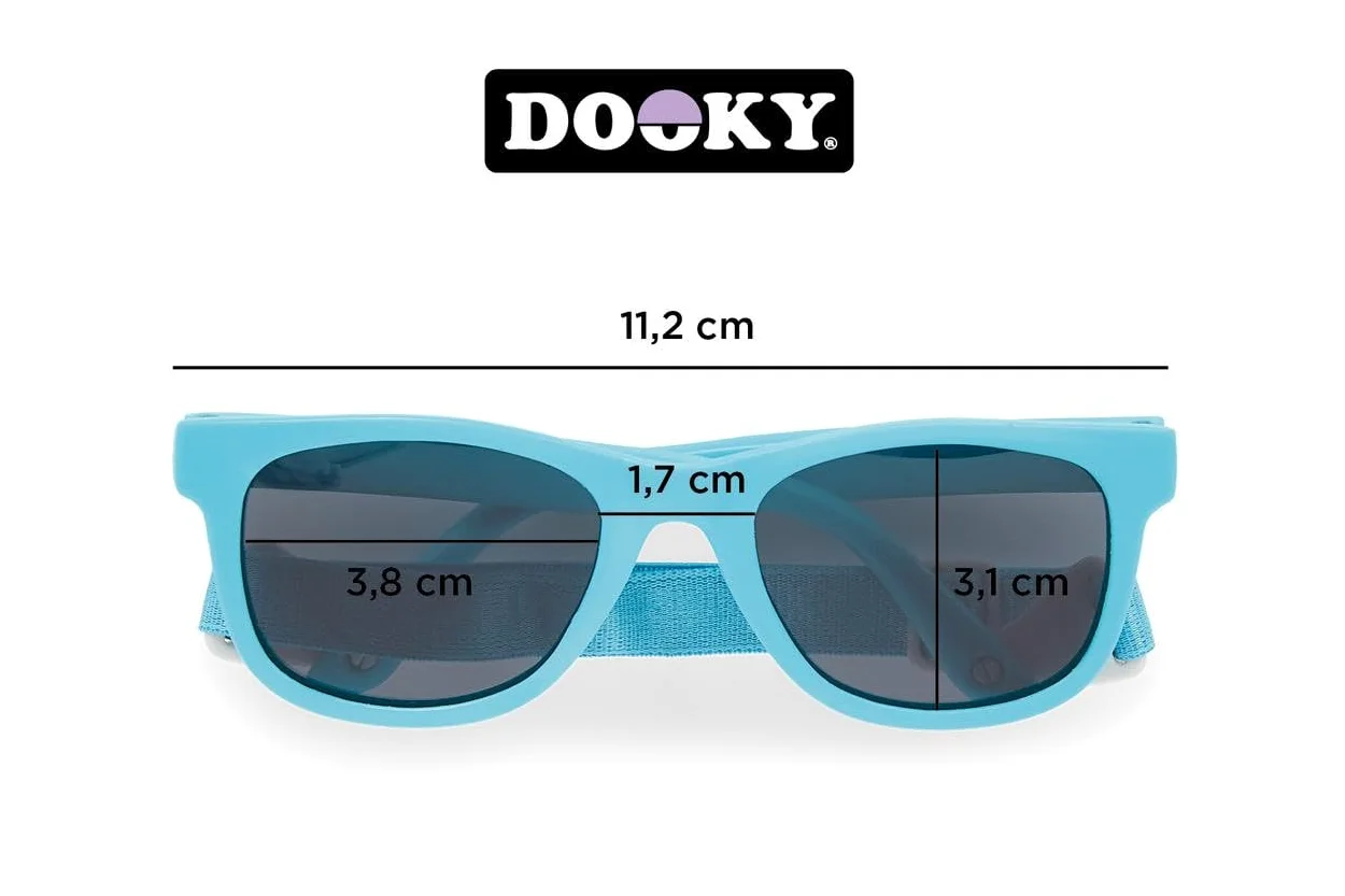 Dooky okulary przeciwsłoneczne dla dzieci, odporne na zarysowania, odporne na wstrząsy, regulowane i zdejmowane paski, ochrona UV-A i UV-B, luksusowe etui do przechowywania, nadaje się do 6-36