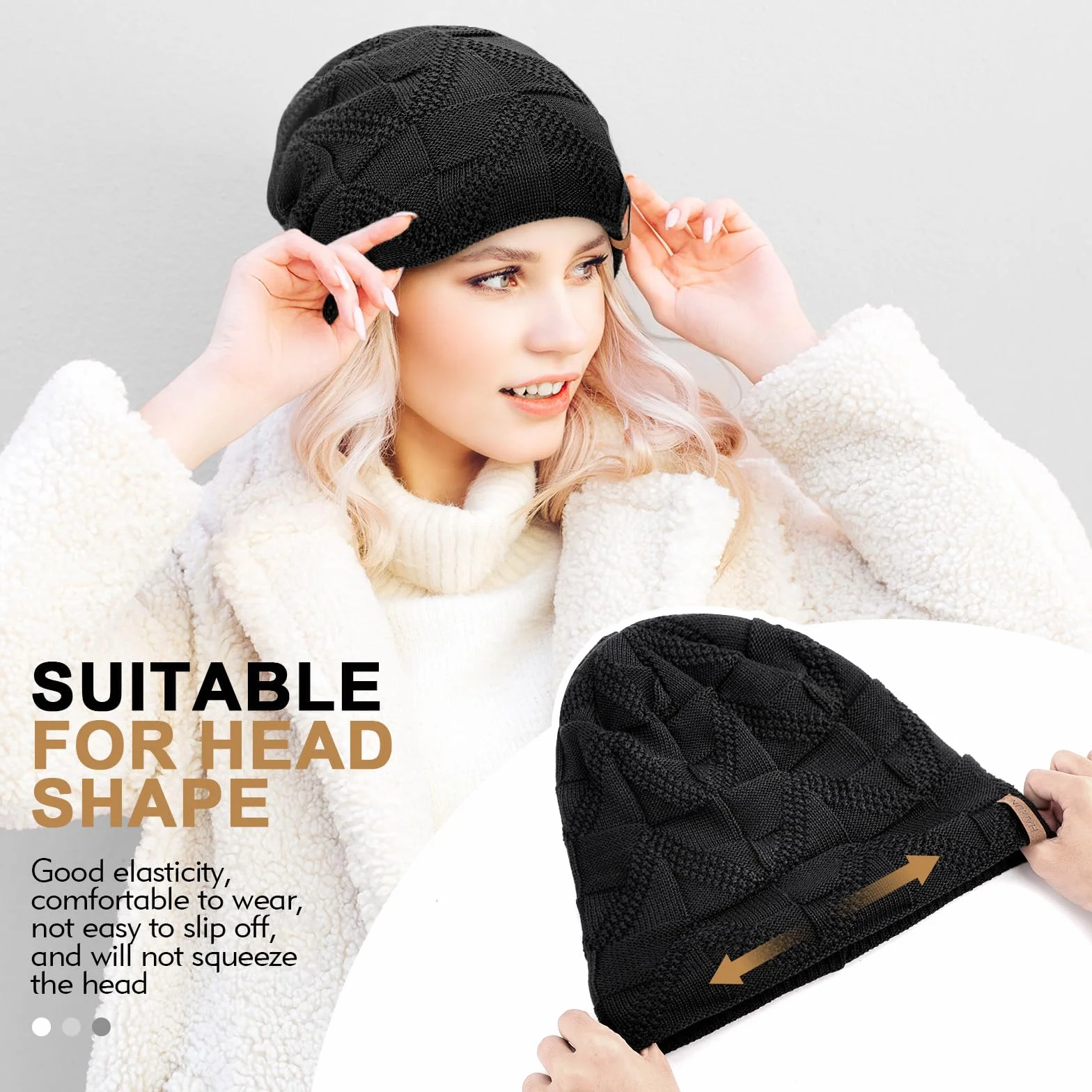 HAMUNI Czapka damska, przewiewna dzianinowa czapka męska, czapka typu beanie z miękką podszewką polarową, unisex, czapka zimowa, klasyczna, na jesień, zimę i wiosnę