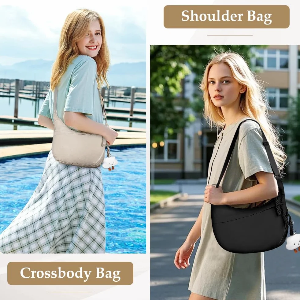 Aucuu Crossbody Bag damska torba na ramię, półksiężyc, torba na ramię, sztruksowa, na co dzień, z regulowanym paskiem na ramię, do pracy, na podróż, na co dzień