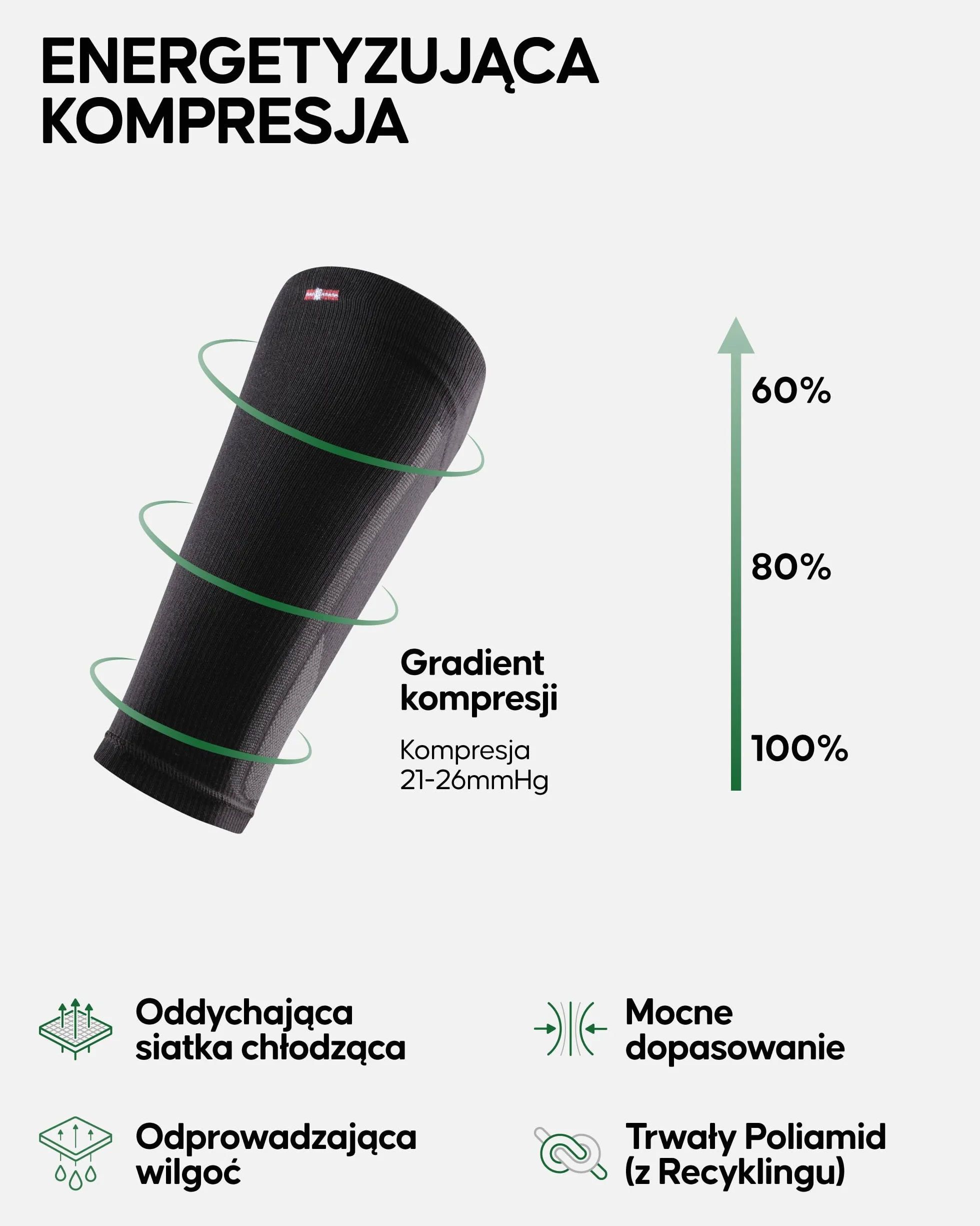DANISH ENDURANCE Opaski Kompresyjne na Łydki 21-26 mmHg Stopniowana Kompresja 1-Pak