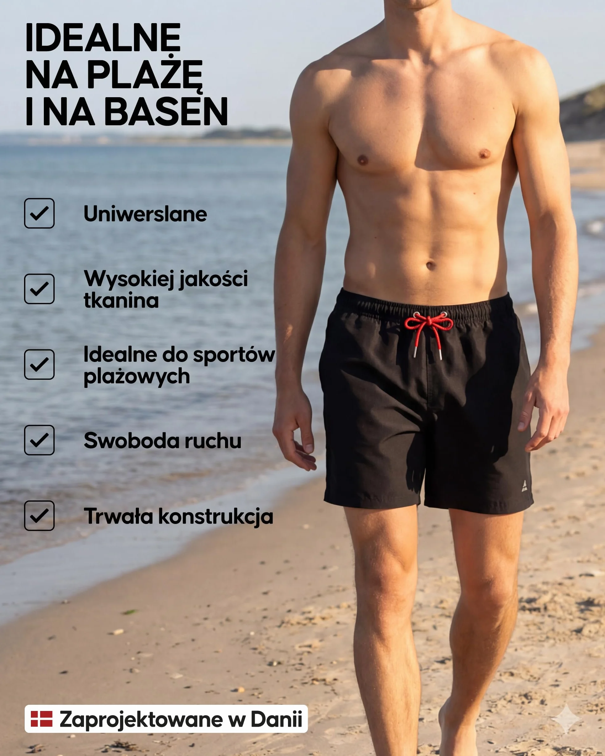 DANISH ENDURANCE Męskie Szorty Kąpielowe, Szybkoschnące, Lekkie Spodenki do Pływania z Siatkową Podszewką