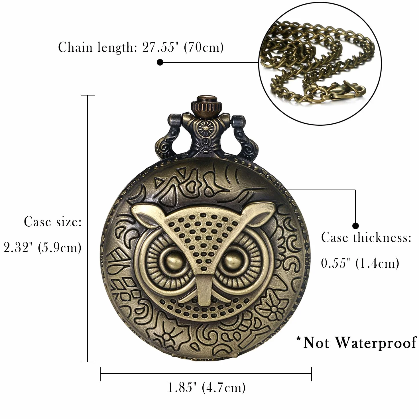 JewelryWe Klasyczny zegarek kwarcowy z łańcuszkiem brązowy dla mężczyzn i kobiet