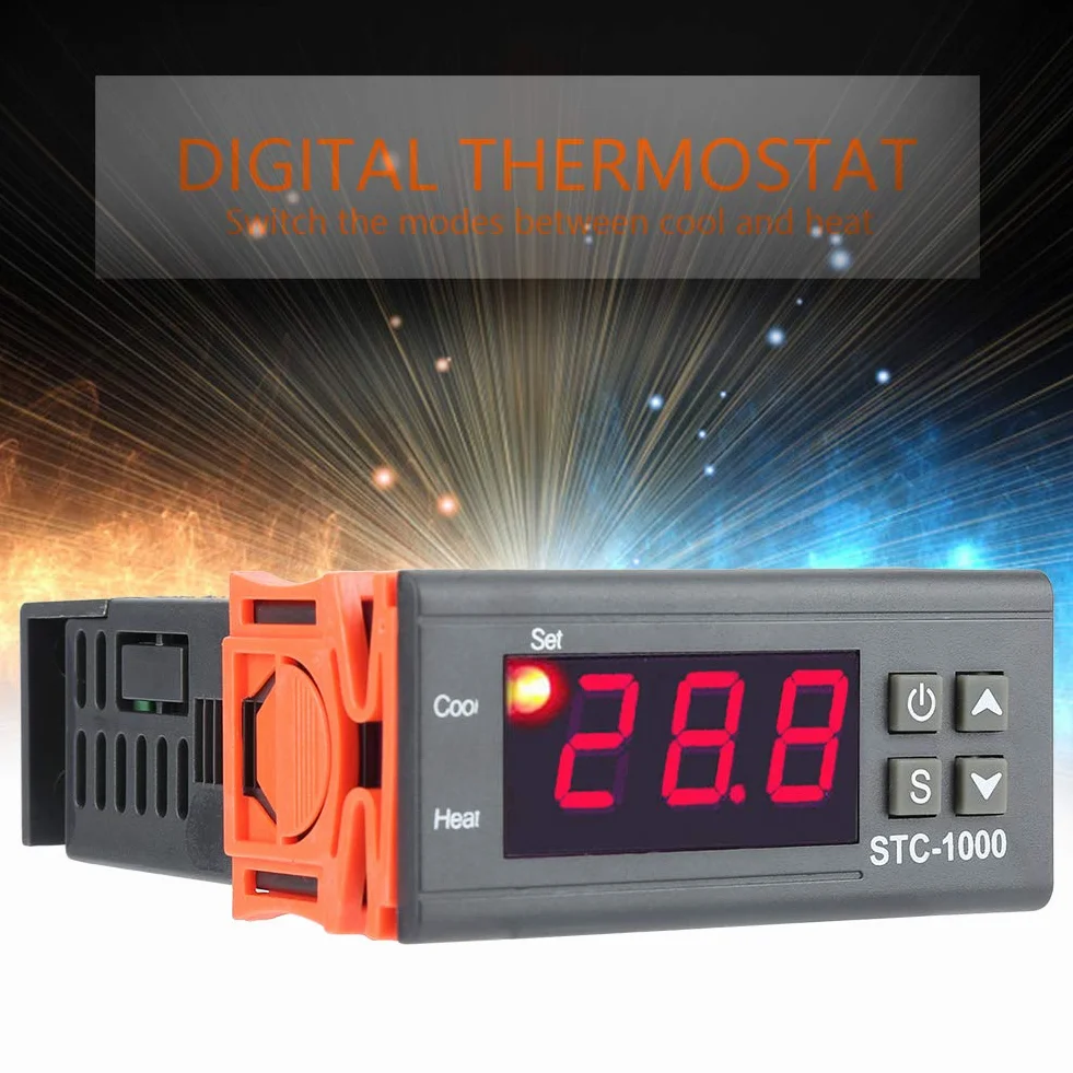 Regulator temperatury STC-1000 110-220V Cyfrowy regulator temperatury Czujnik temperatury Elektryczny termostat do akwarium, termostaty