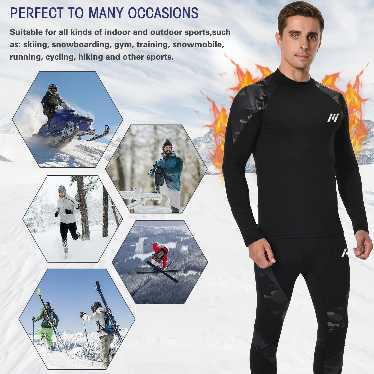 MEETWEE Zestawy termiczne męskie Mężczyźni Men Thermal Underwear Set (1 w zestawie)