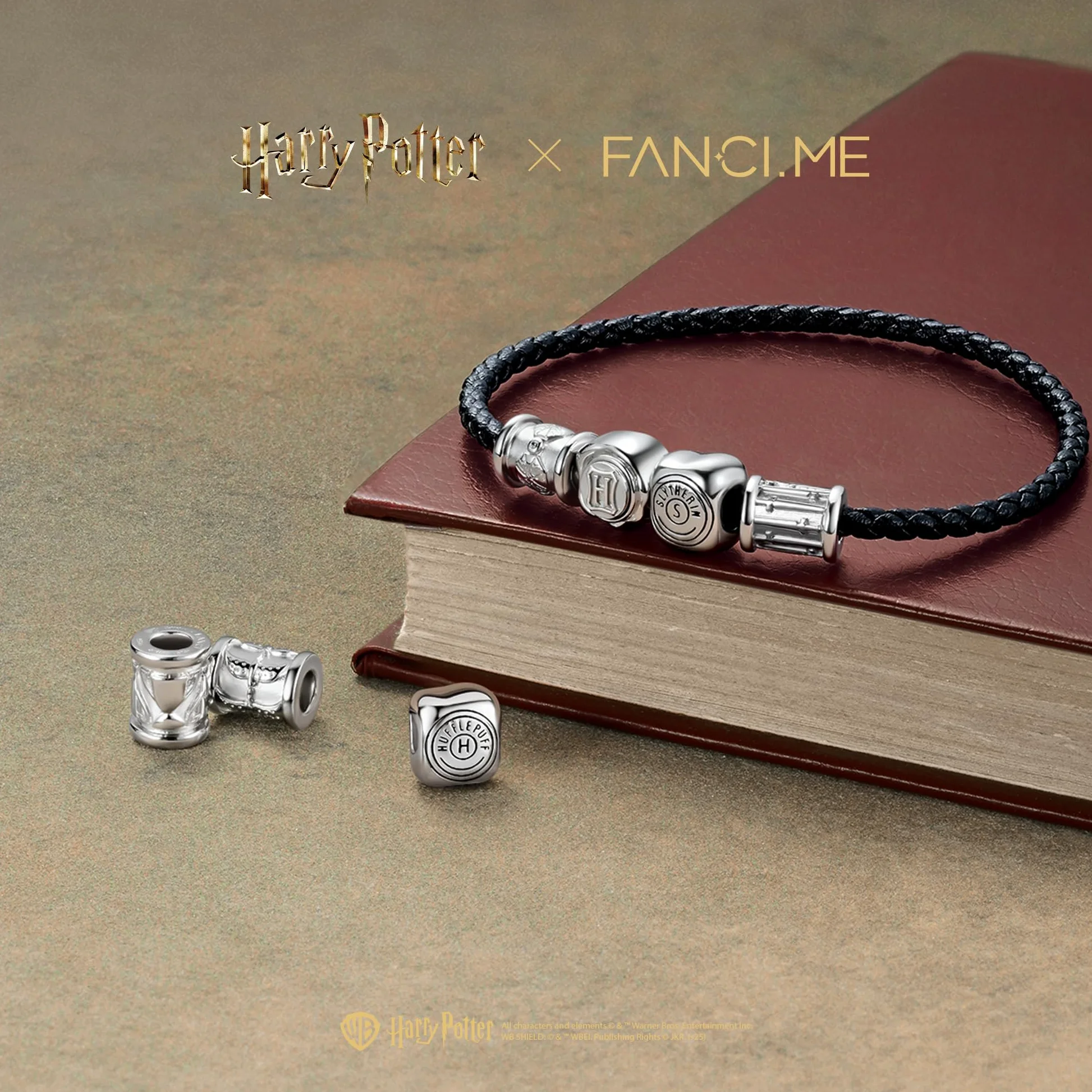 Harry Potter x FANCIME Collaborative Collection - Leather Bracelet, Sterling Silver Bead Charms Bracelet Jewellery Gift for Women Girls