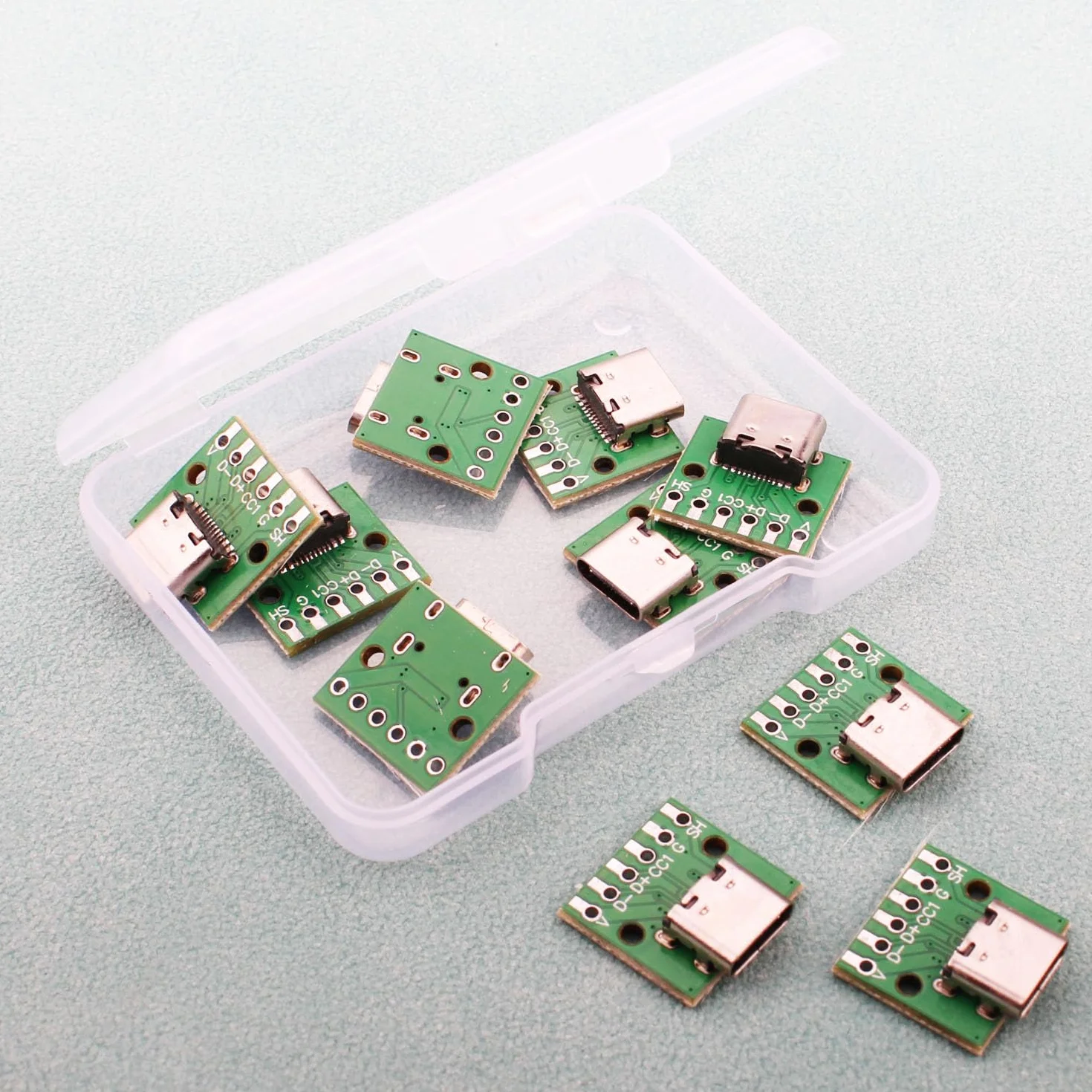 RUNCCI-YUN 10 sztuk adapter USB C na DIP PCB Breakout Board Testboard Tester Gniazdo lutownicze, 2,54 mm Pitch, 16 pinów 3.1 typ C na 6P DIY konwerter