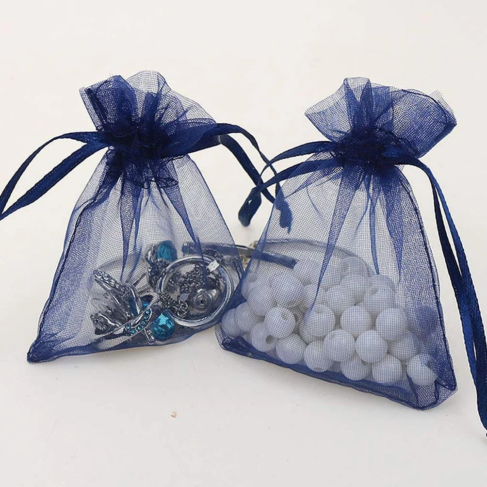 Torba na prezent z organzy 7x9 cm granatowy