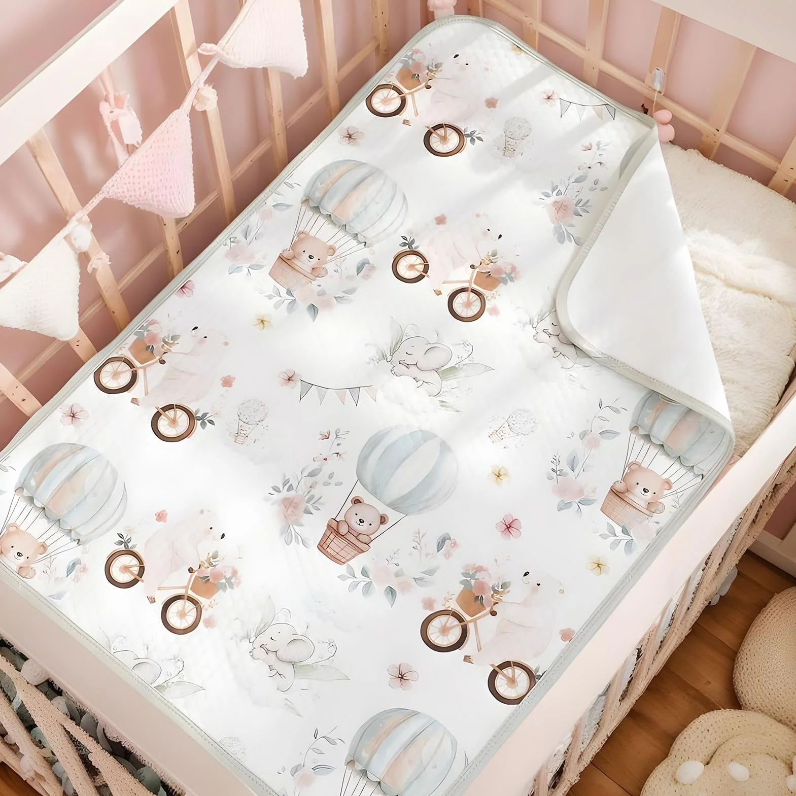 Waterproof Crib Mattress Protector, Absorbent Bassinet Liner Sheet 70x50cm, Potty Training, Nursery Setup, Overnight Protection for Travel and Home, Enduring and Washable