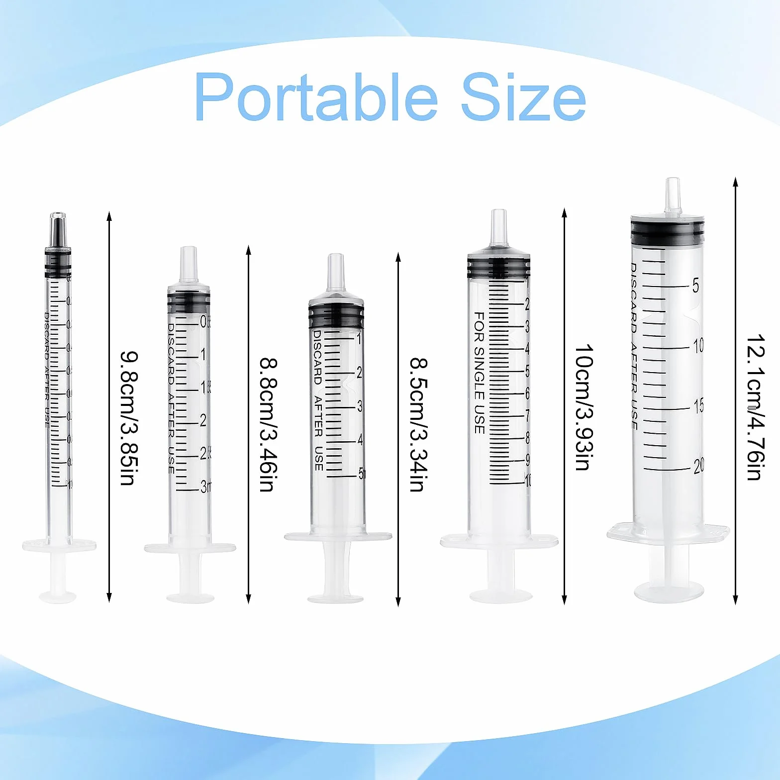 Amabro 5-częściowy zestaw strzykawek 1 ml, 3 ml, 5 ml, 10 ml, 20 ml, tworzywo sztuczne, strzykawki do płynów z pomiarem, do laboratoriów, karmienia zwierząt domowych, dozowania pokarmu, doustny