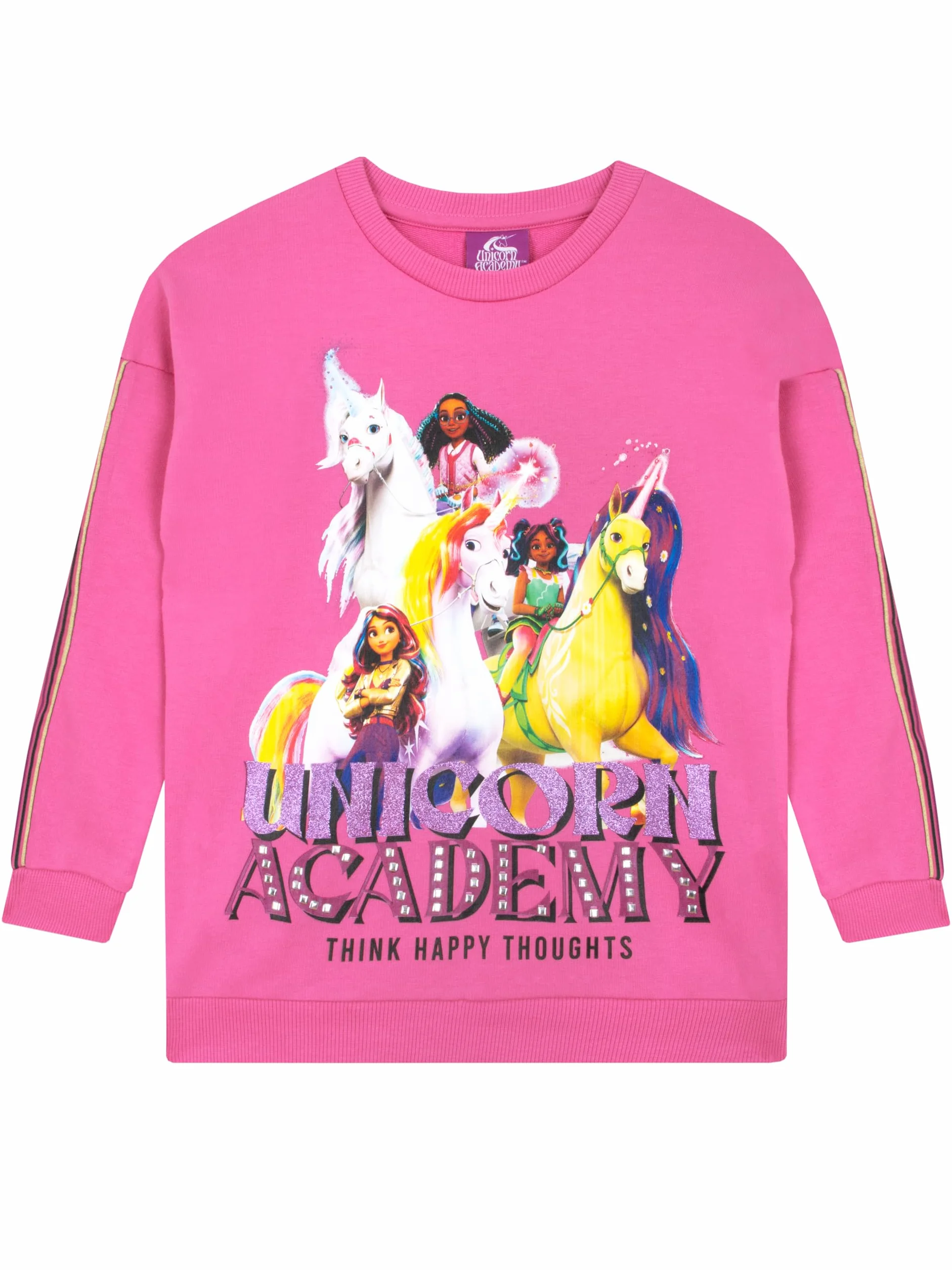 Bluza Dla Dziewcząt Z Akademii Jednorożców | Bluza Z Jednorożcem Dla Dziewcząt | Bluza Dla Dzieci Sophia I Wildstar | Różowy 110
