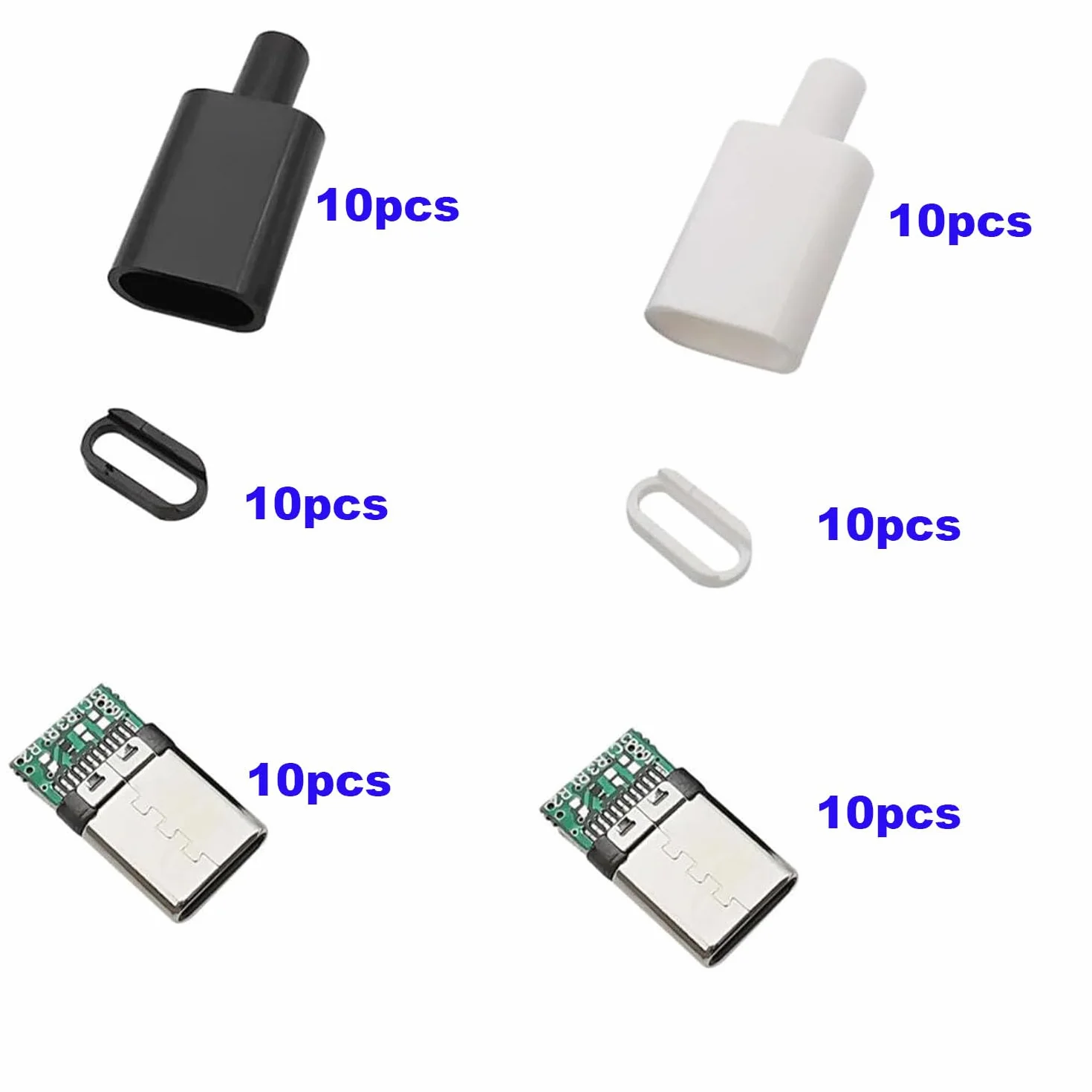 RUNCCI-YUN 20 szt. złącze micro USB C do lutowania, 24 piny USB 3.1 typ C wtyczka SMT płytka wtykowa Breakout Board do lutowania przewodów i kabli 24P PCB Board Support moduł z obudową typu C