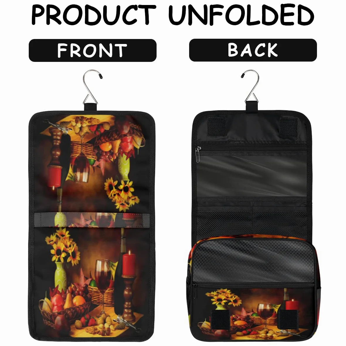 Jesienna podróżna kosmetyczka FallRed Wine Bottle Wash Pouch Bag Unisex Wiszące przybory toaletowe Kosmetyczka Organizer do makijażu, wielobarwny, Jeden rozmiar