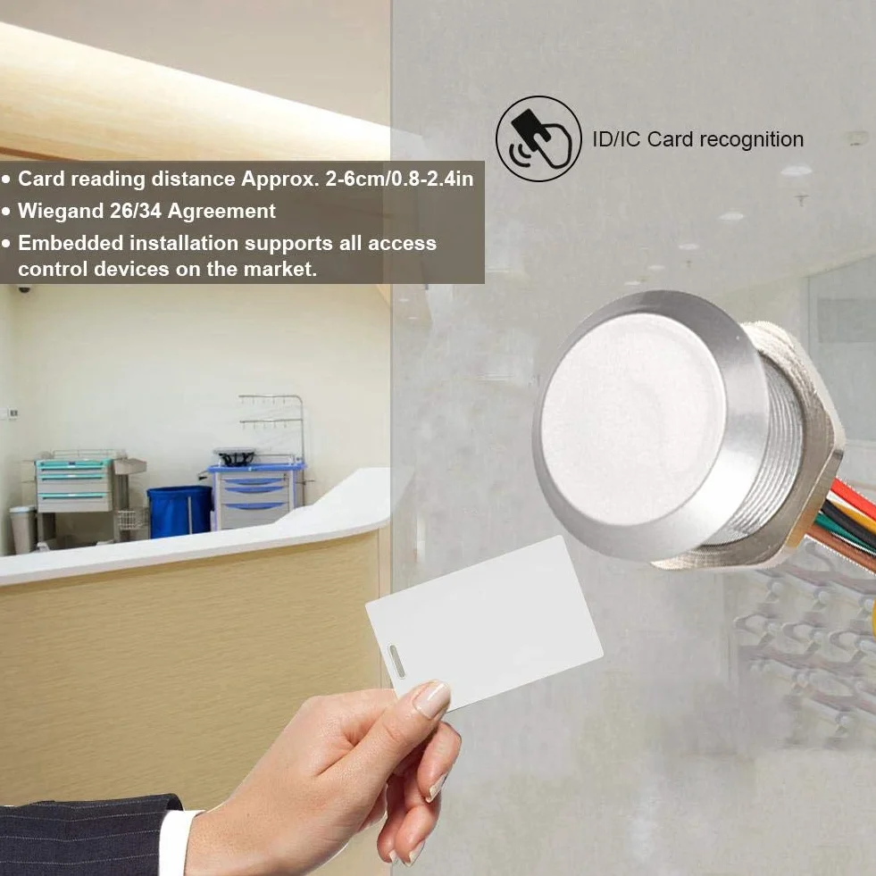 Sutinna Czytnik RFID, mini kontroler RFID Zintegrowany wodoodporny czytnik kontroli dostępu Wiegand26/34 interfejs dla 125 Khz (karta ID EM)/13,56 MHz (HID IC Card) (ID)