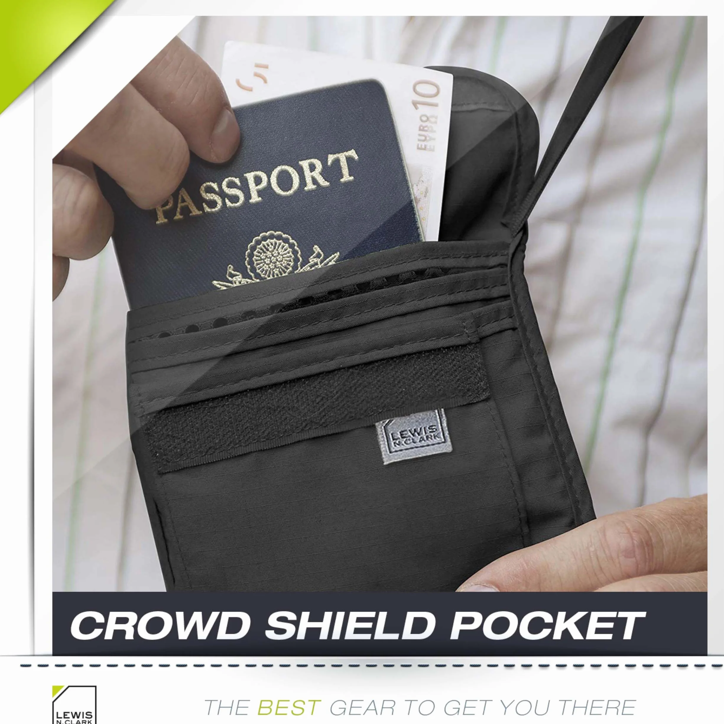Lewis N. Clark Saszetka RFID, Czarny, One Size