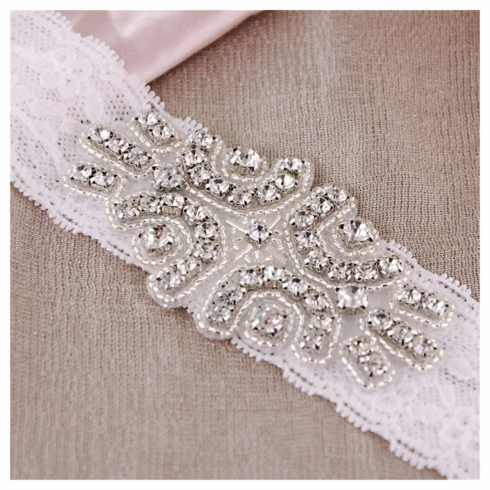 Miękki damski podwiązka ślubna Rhinestone Koronkowy pas do pończoch Nogi Pierścień Uprząż Pas damski Podwiązka ślubna (Kolor: biały) (biały) (biały)