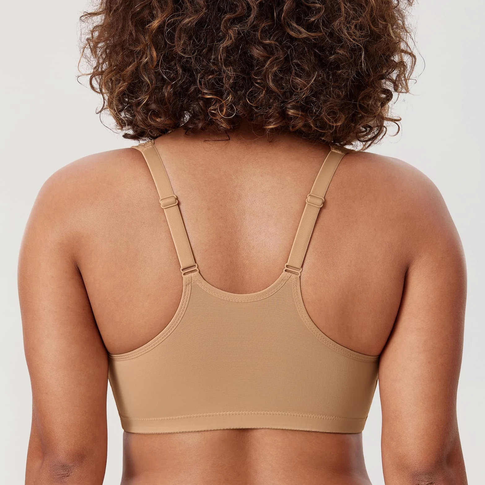 DELIMIRA Biustonosze Damskie Zapinane Z Przodu Racerback Plus Size Bezprzewodowe Koronkowe Biustonosze Z Pełnym Pokryciem